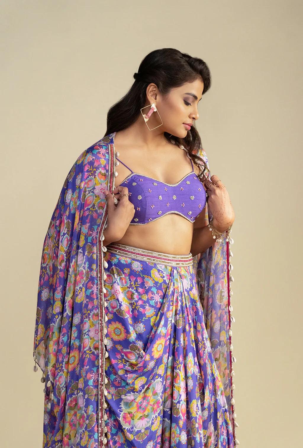 Purple Cocktail Cape Co-ord Set