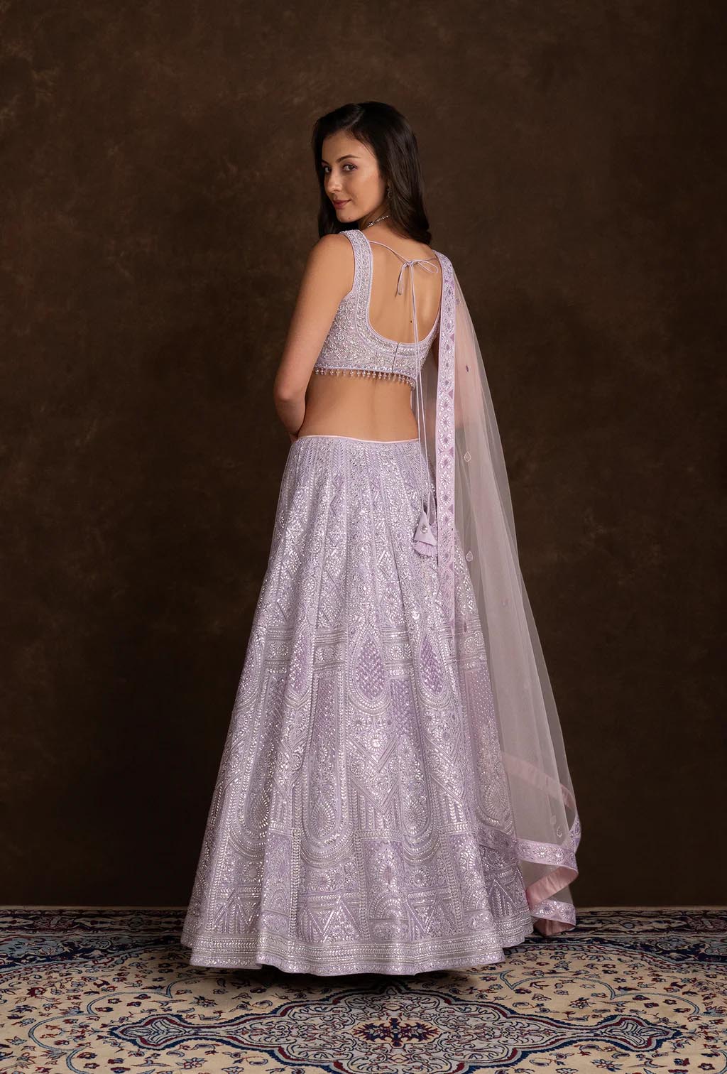 Delilah Lavender Lehenga Set with Embellished Crystal and Stonework