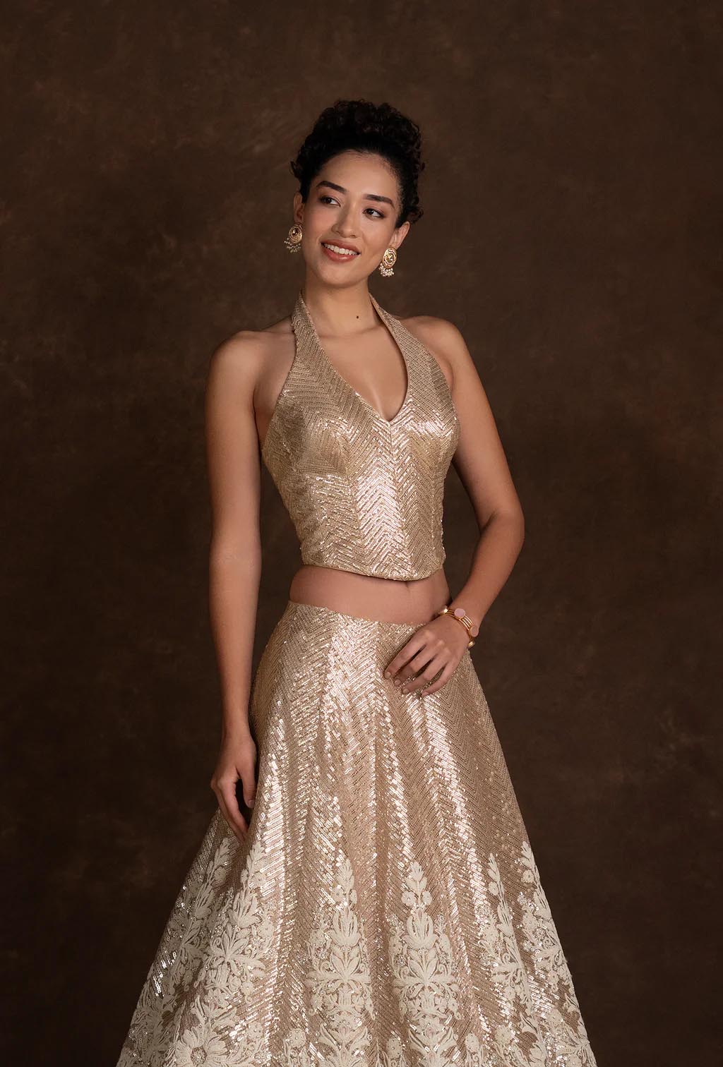 Ferne Contemporary Corset Lehenga with Sequins and Stonework