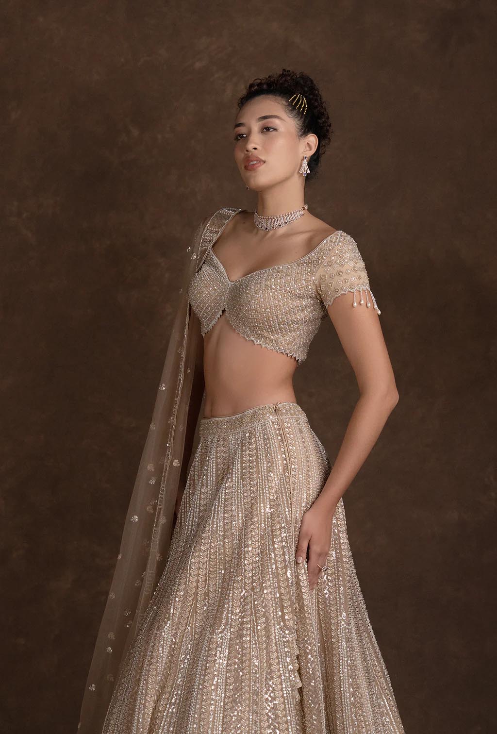 Ada Golden Hand Embroidered Bridal Lehenga Set