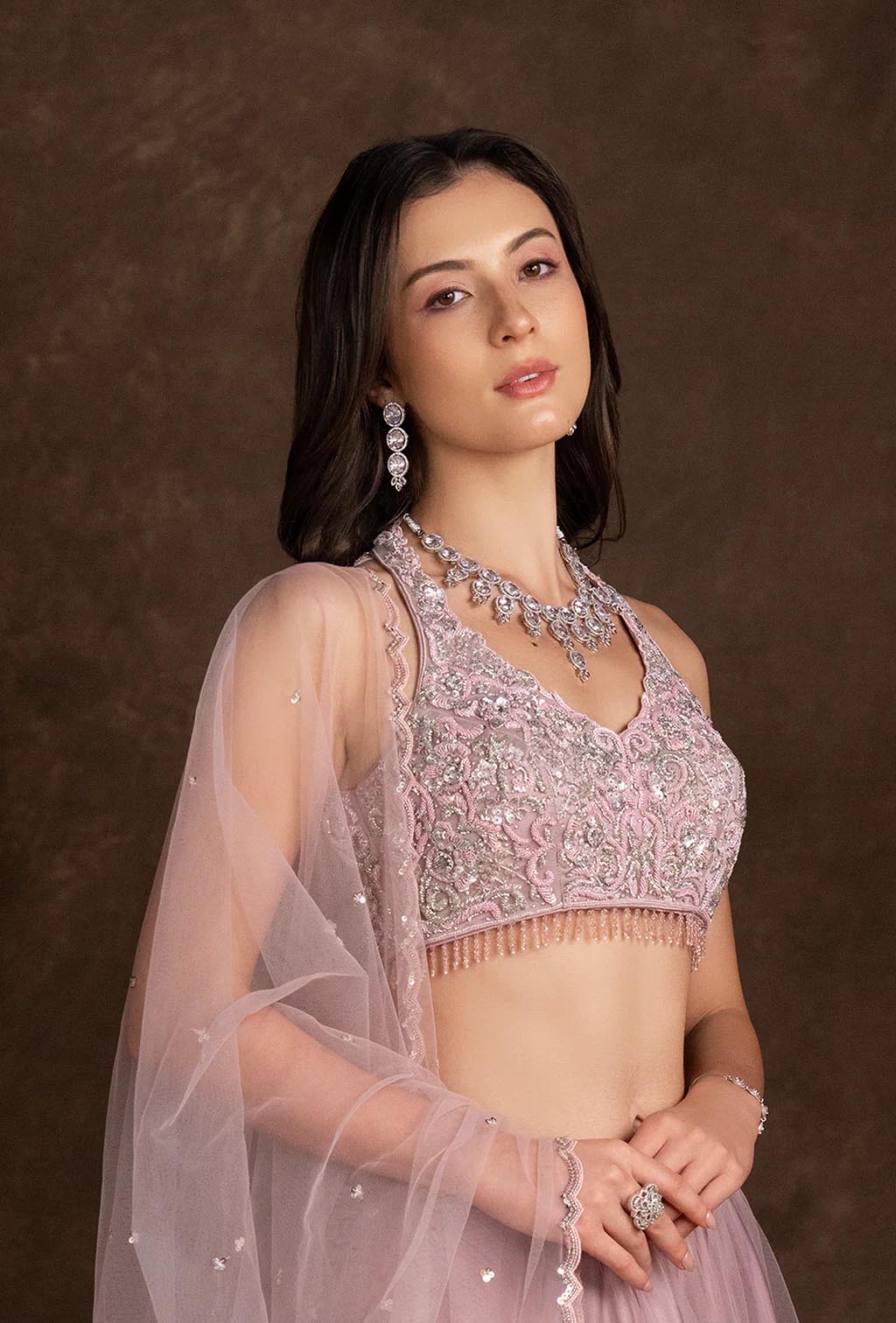 Inaya Ombre Purple Net Ruffle Lehenga Set