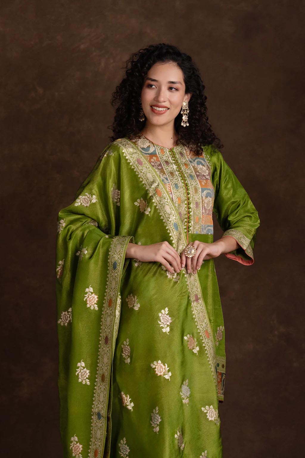 Embroidered Kurta Set with Artisanal Yoke