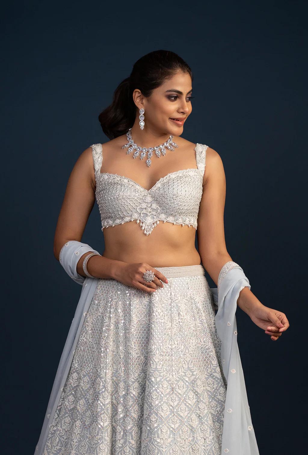 Serenade Ice Water Blue Heavy Embroidery Lehenga Set