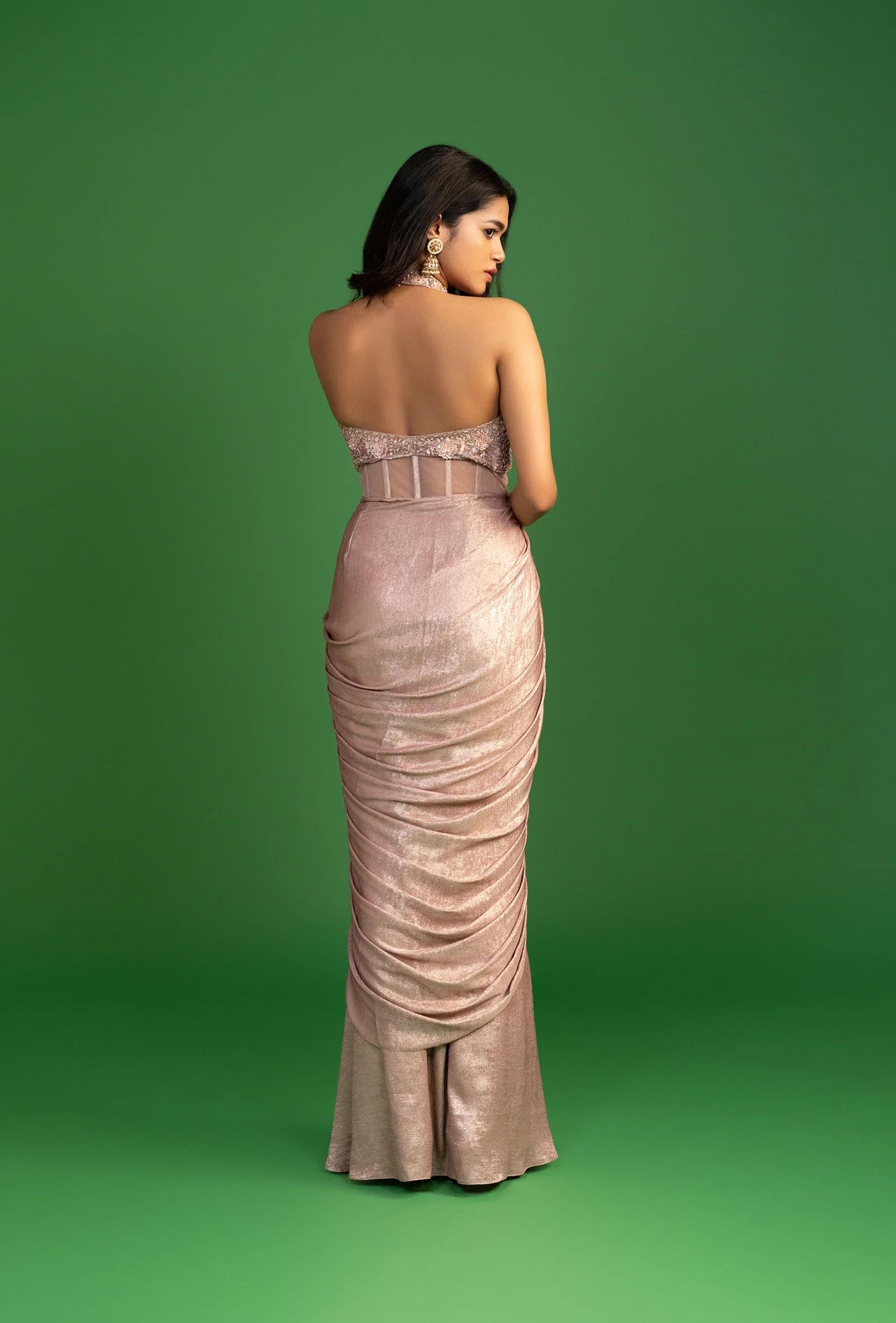 Sabrina Pale Mauve Corset Style Fishtail Gown