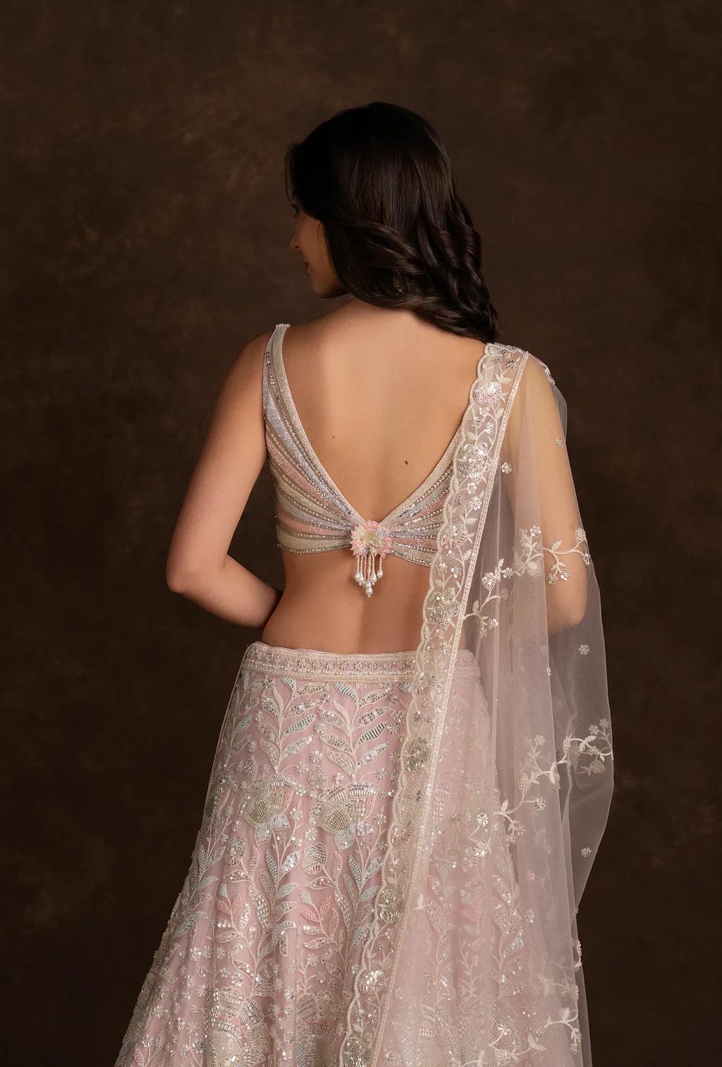 Elara Lavender Embroidered Lehenga Set with Pearl Tassels