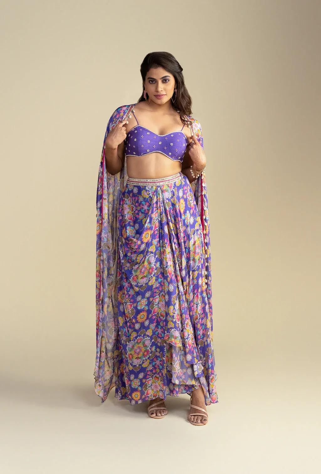 Purple Cocktail Cape Co-ord Set