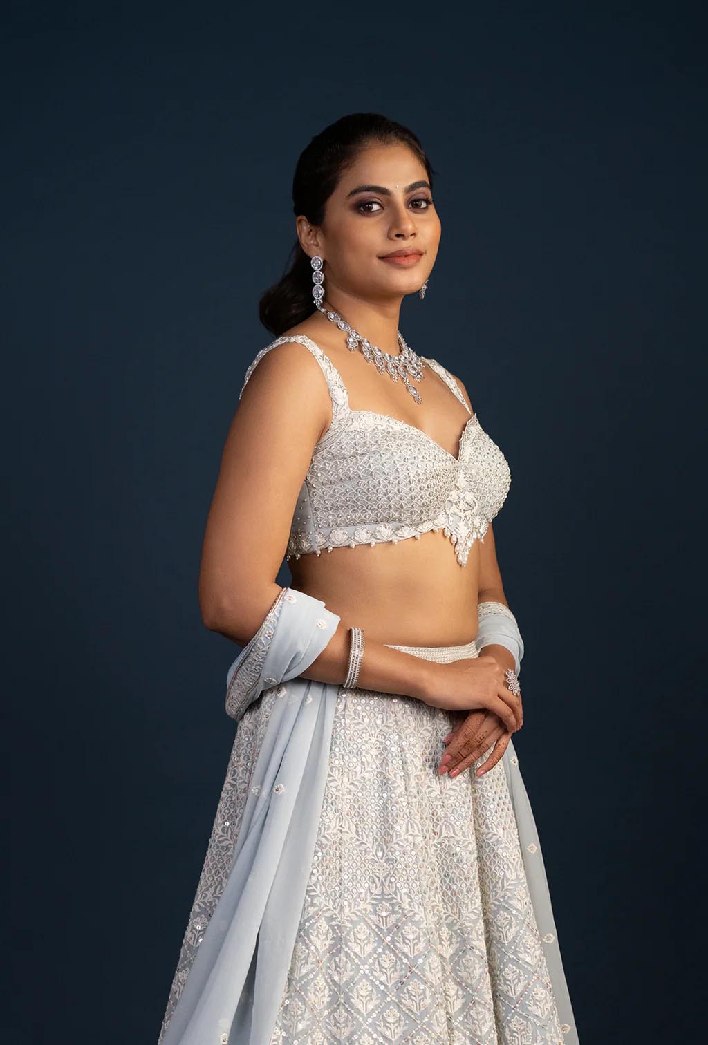 Serenade Ice Water Blue Heavy Embroidery Lehenga Set