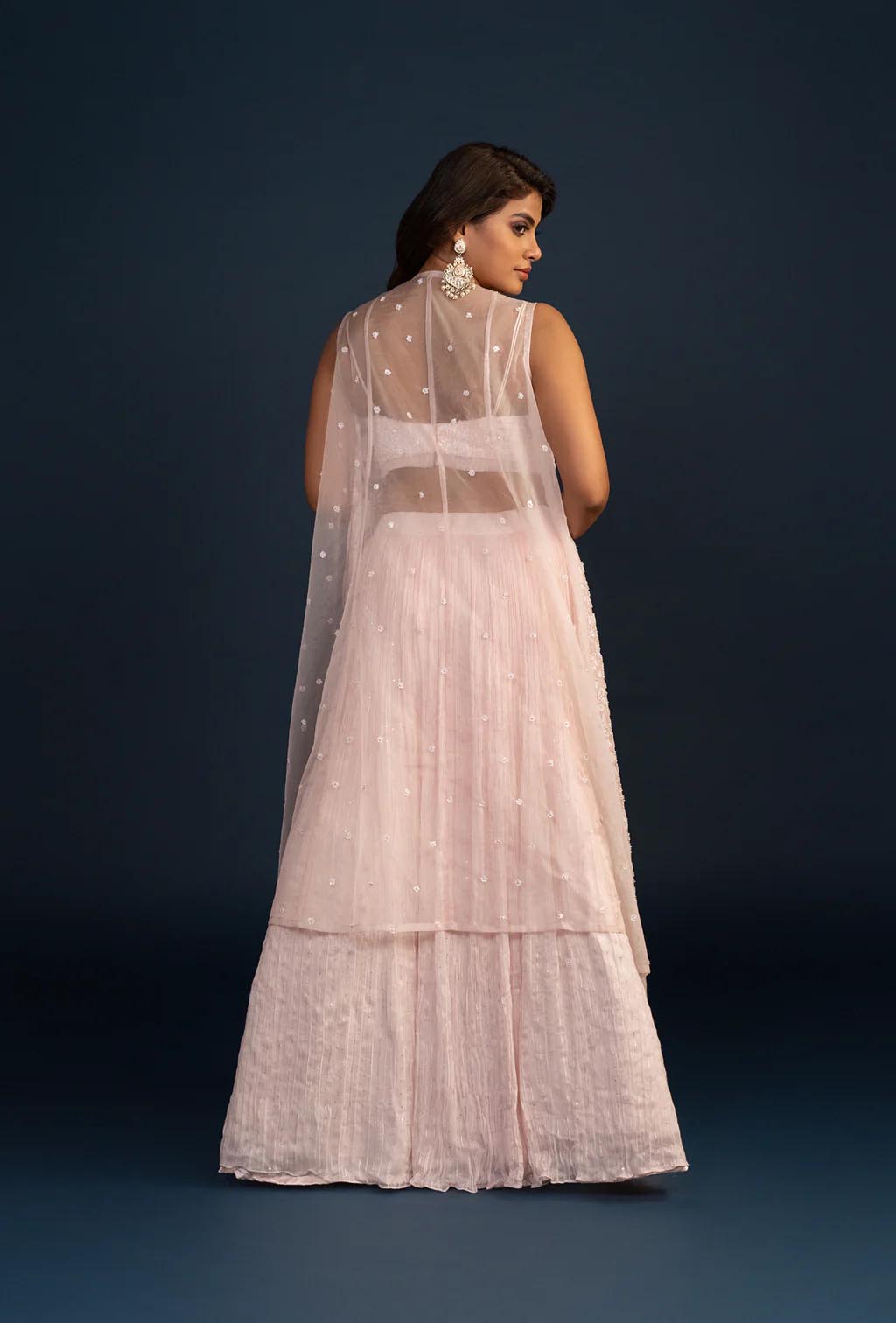 Glacier Peach Three piece Embroidered Lehenga Set