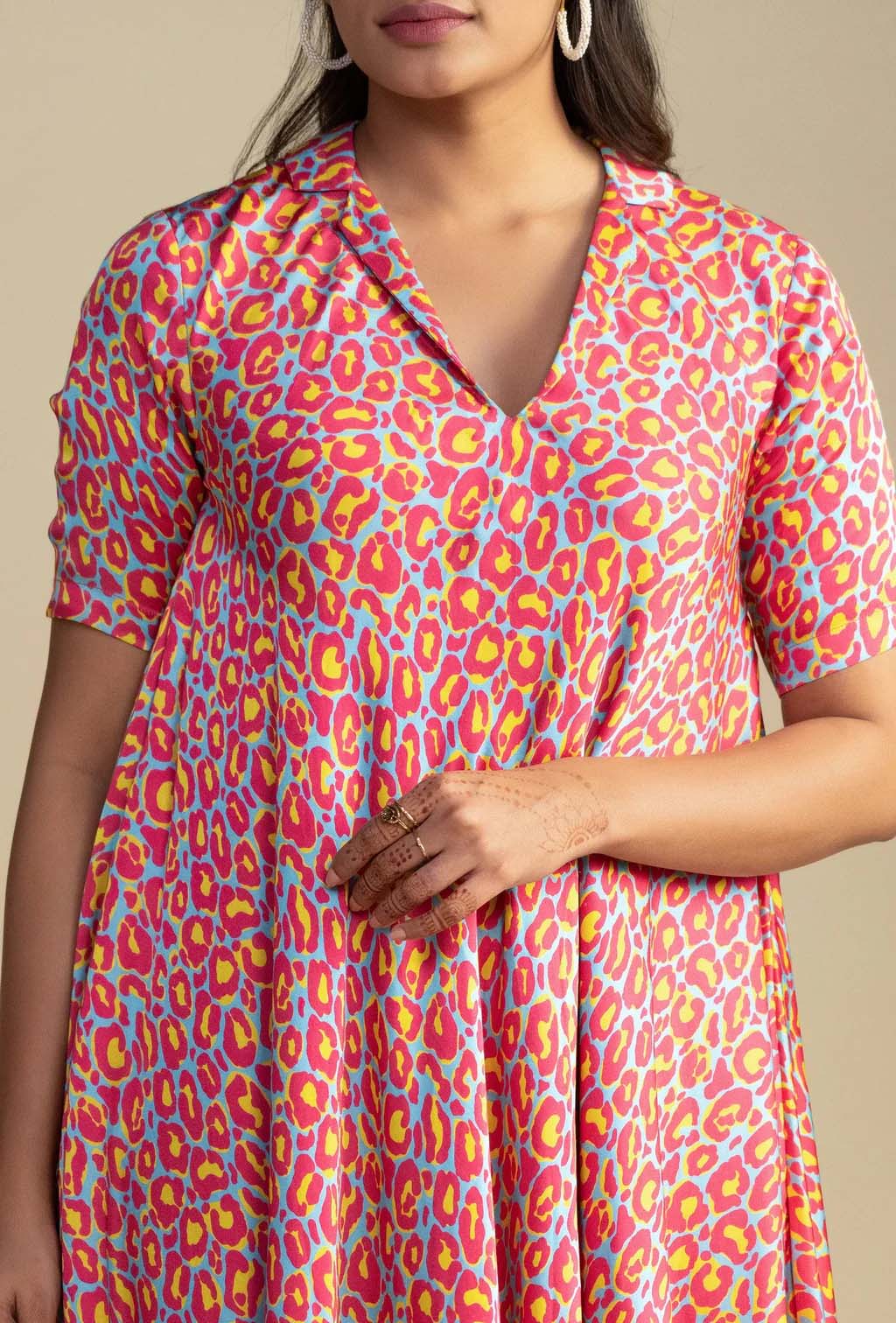 Rani Pink Modal Satin A-line Dress