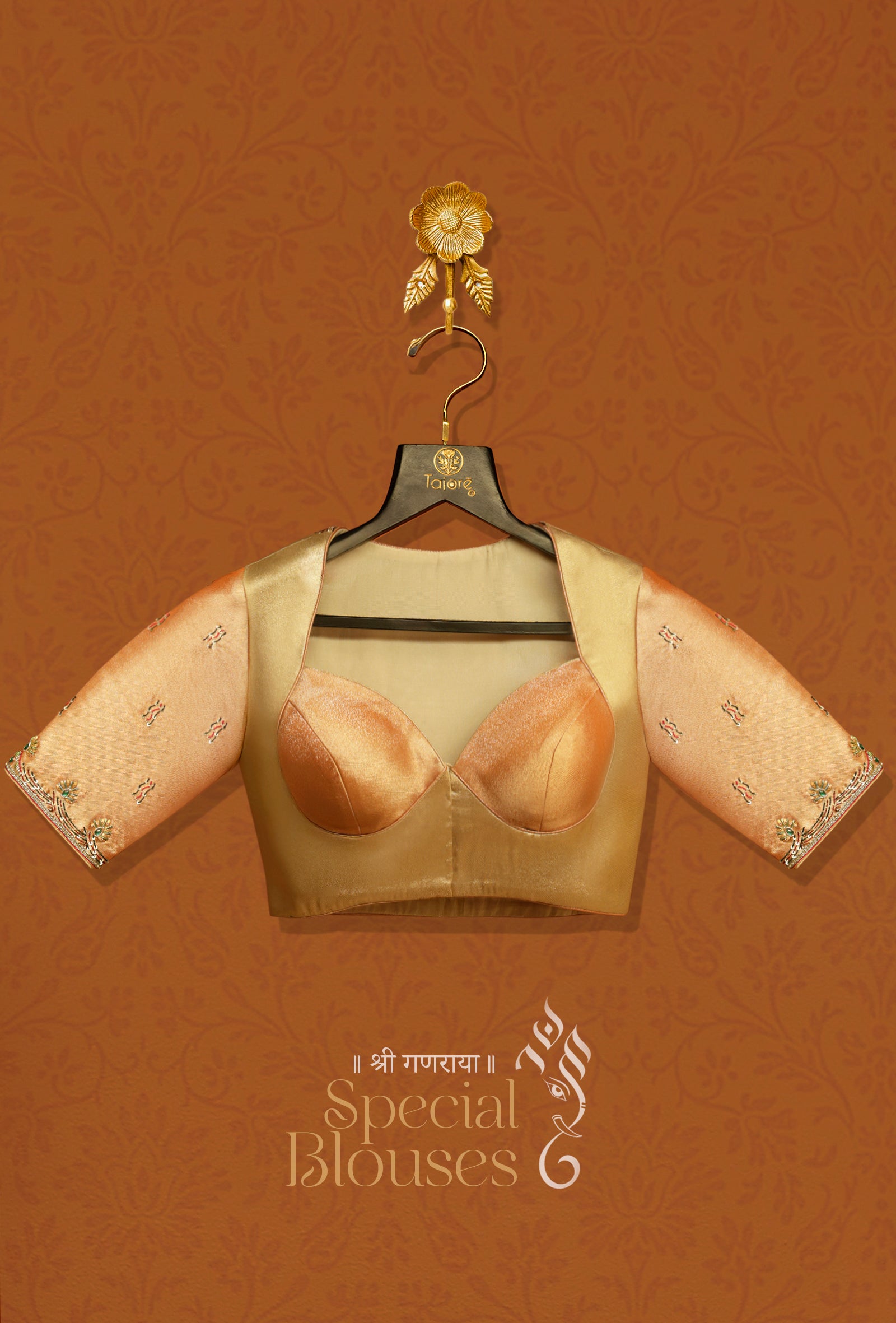 Gold-Orange Ganpati Blouse 2
