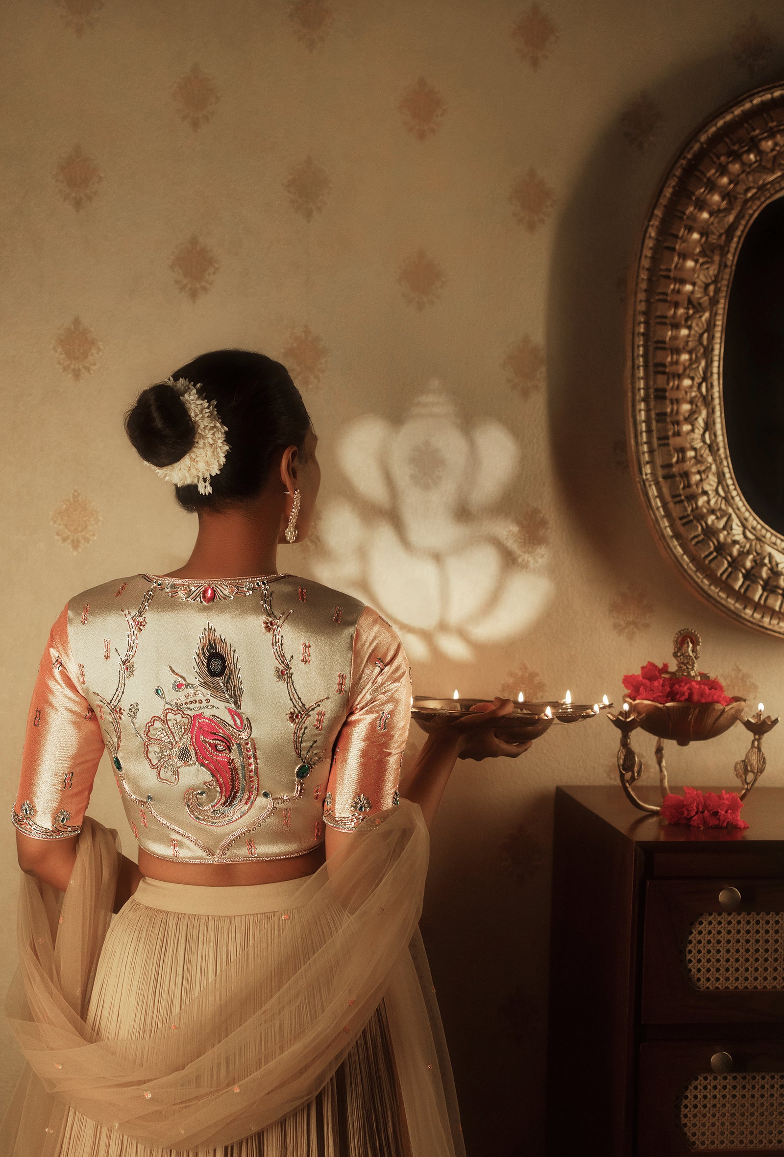 Gold-Orange Ganpati Blouse 1