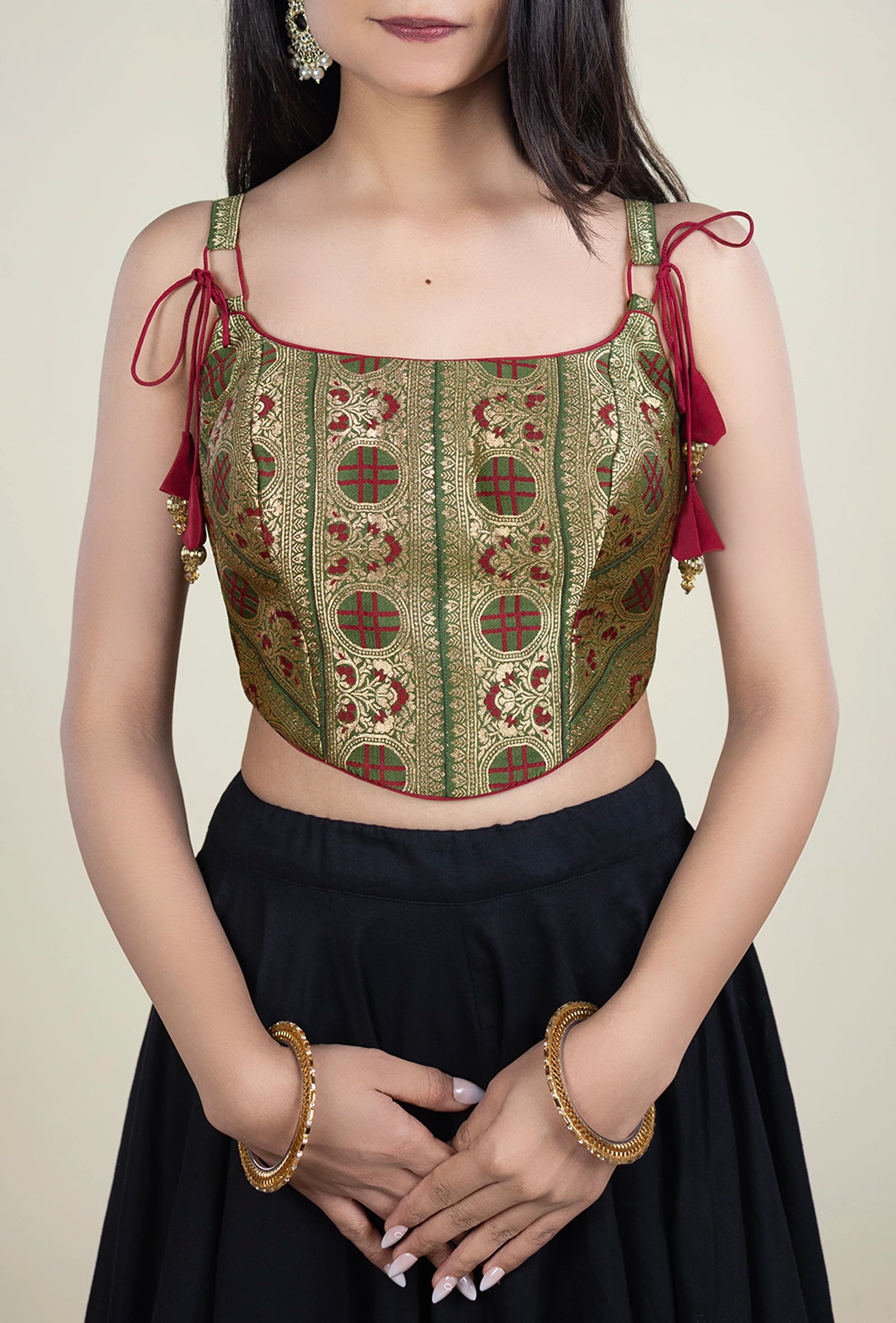 TJBL00014_1 Green and Red Floral Blouse