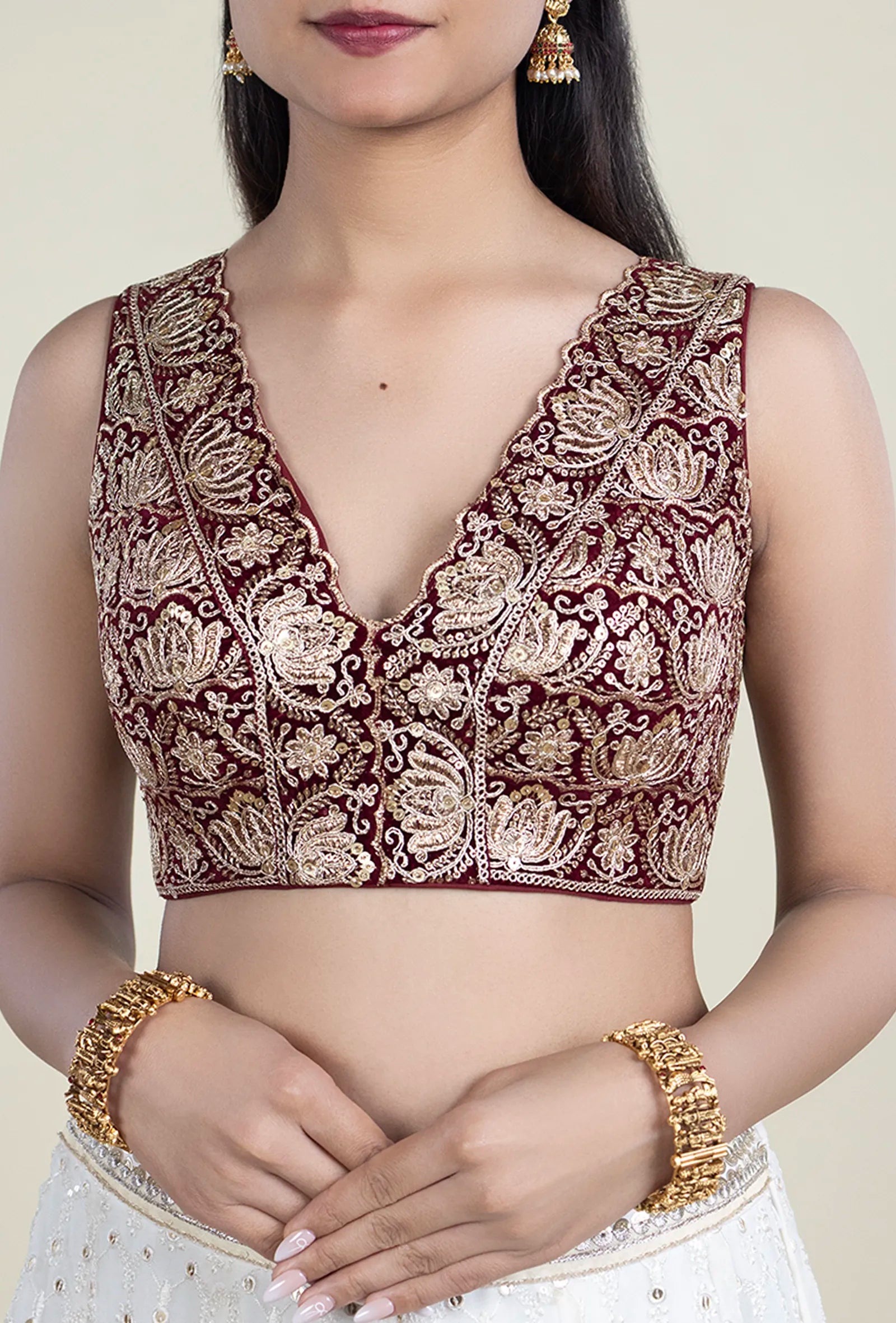 TJBL00016_2 Maroon Designer Blouse