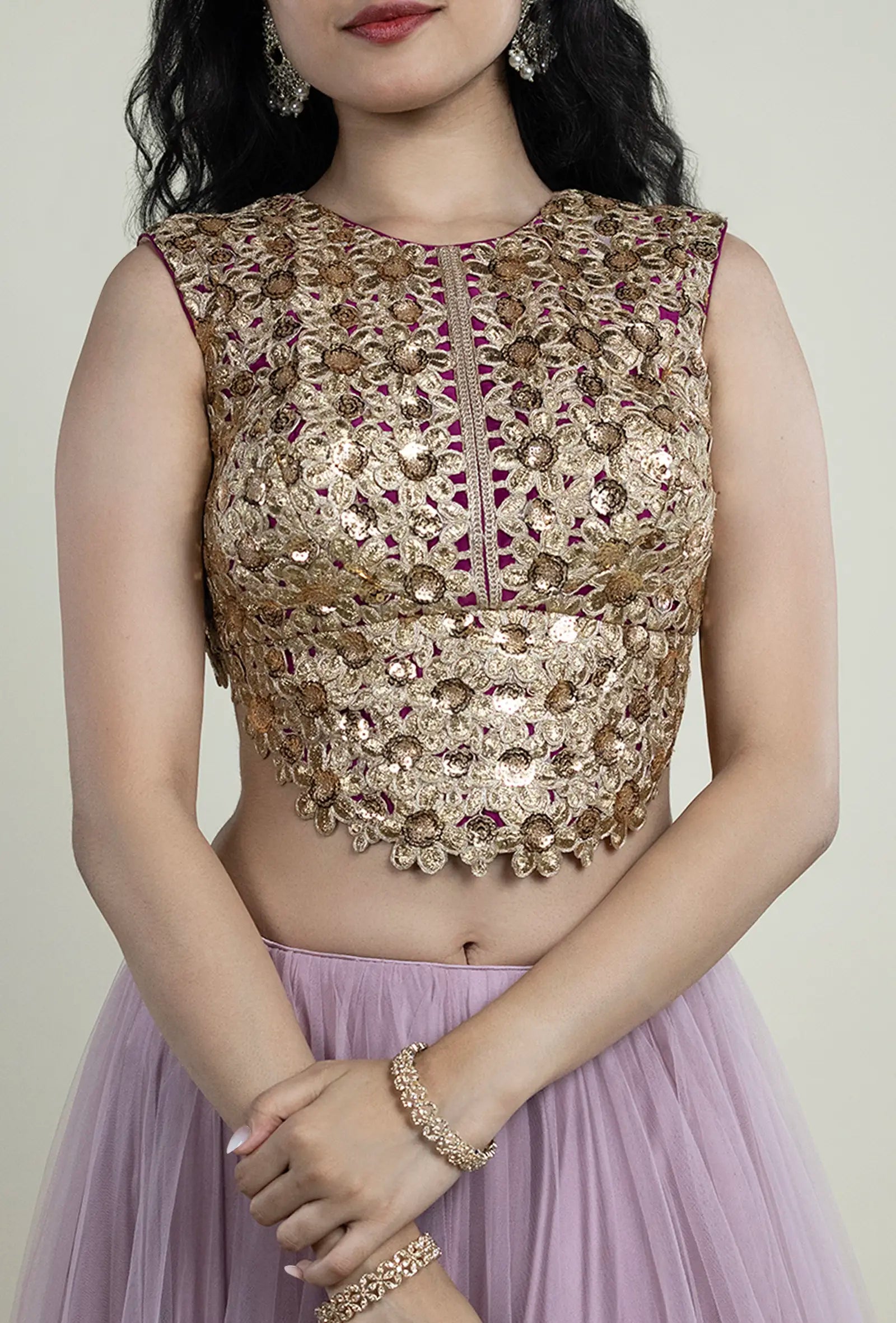 TJBL00018_2 Rani Pink with Gold Designer Blouse