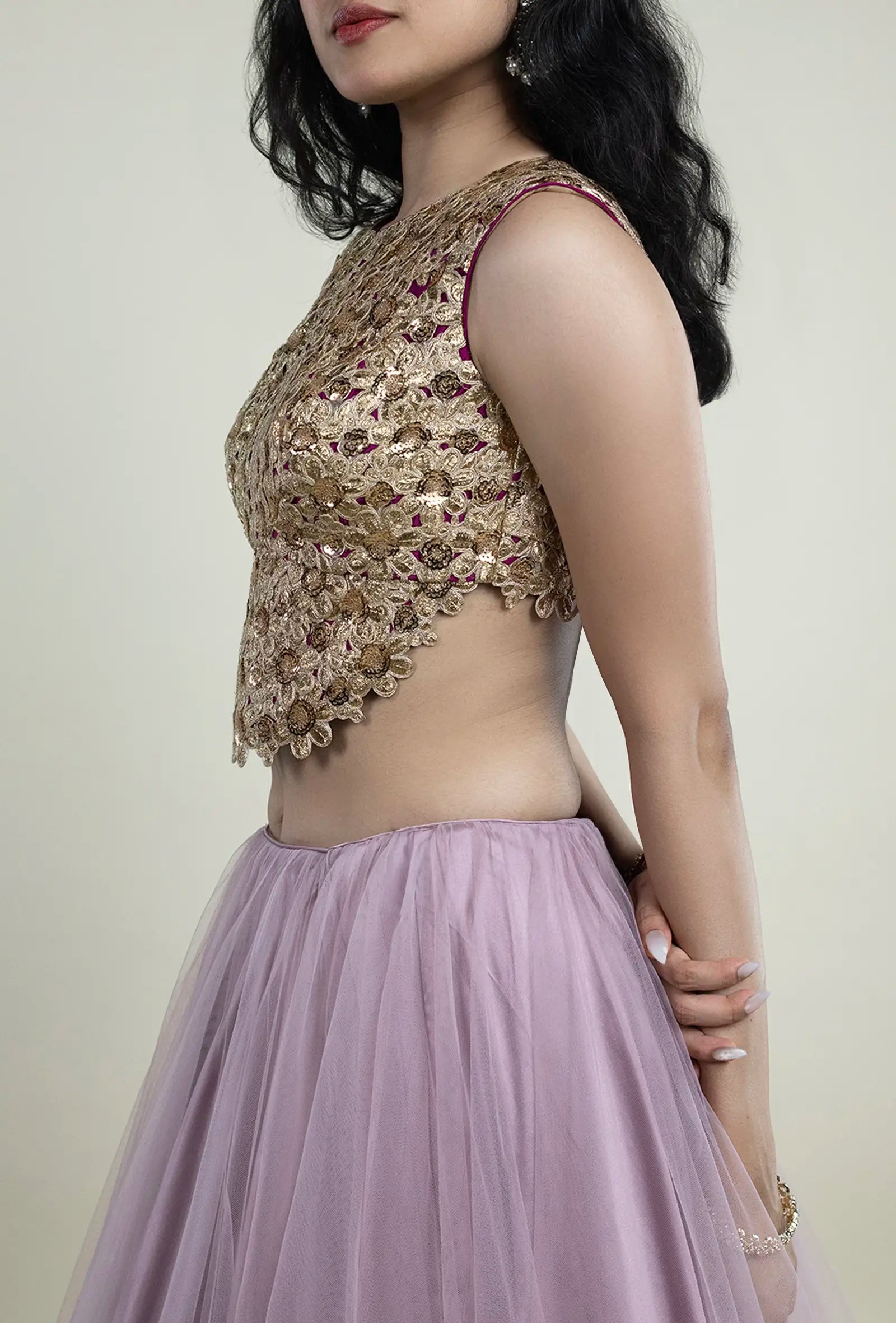 TJBL00018_3 Rani Pink with Gold Designer Blouse