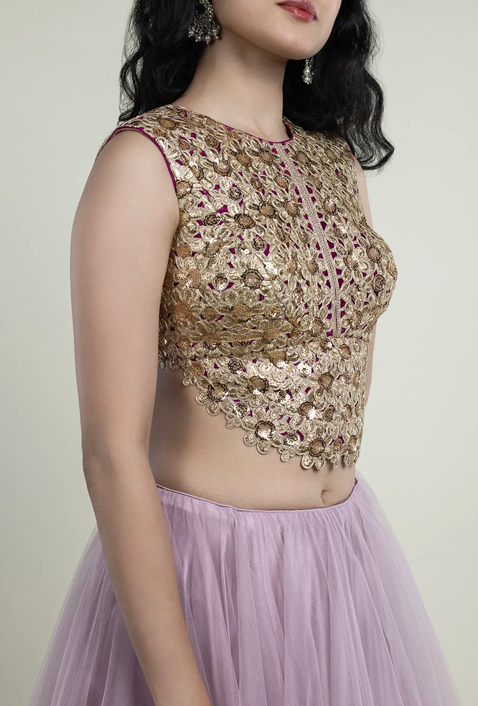 TJBL00018_4 Rani Pink with Gold Designer Blouse