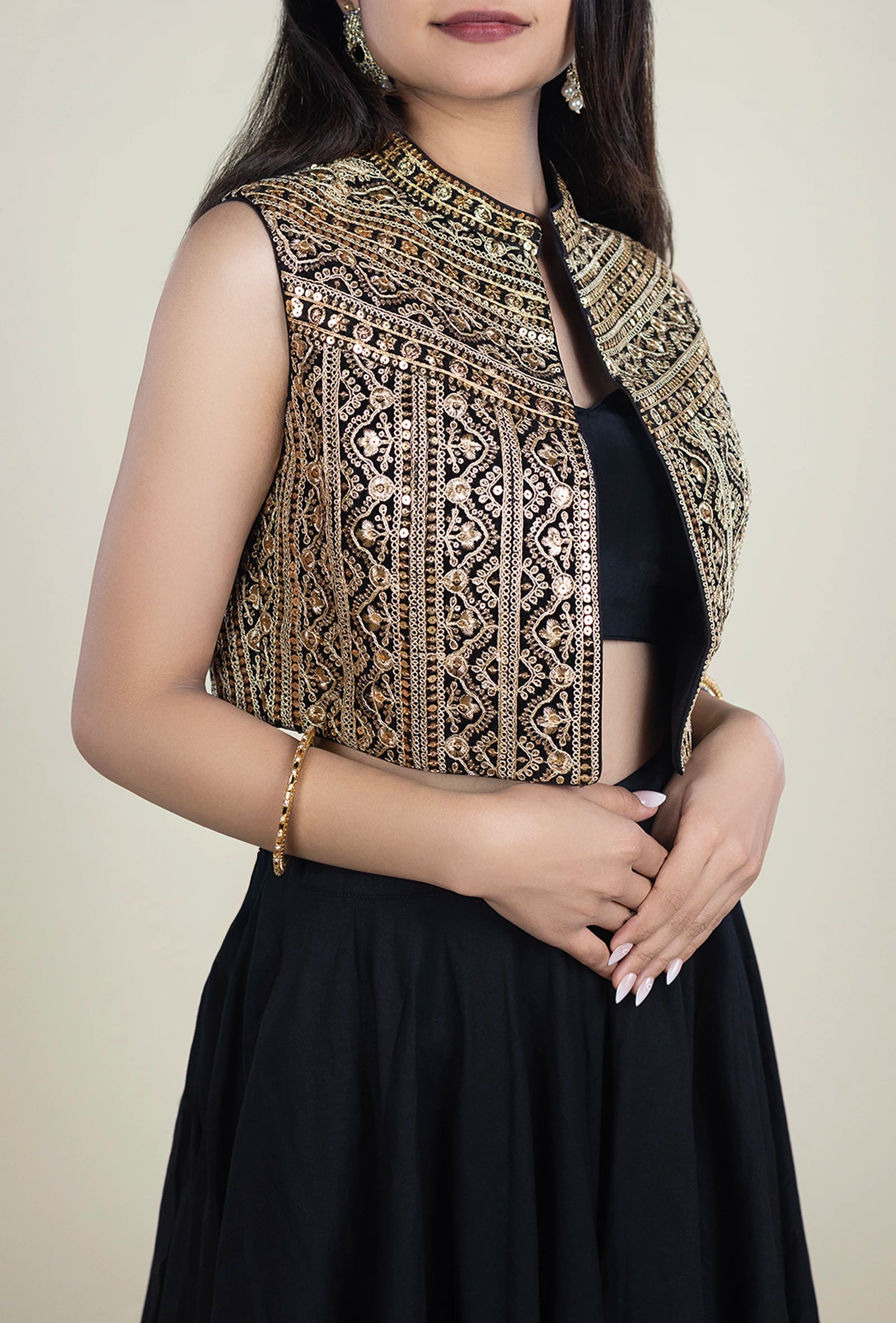 TJBL00028_3 Black Jacket Blouse