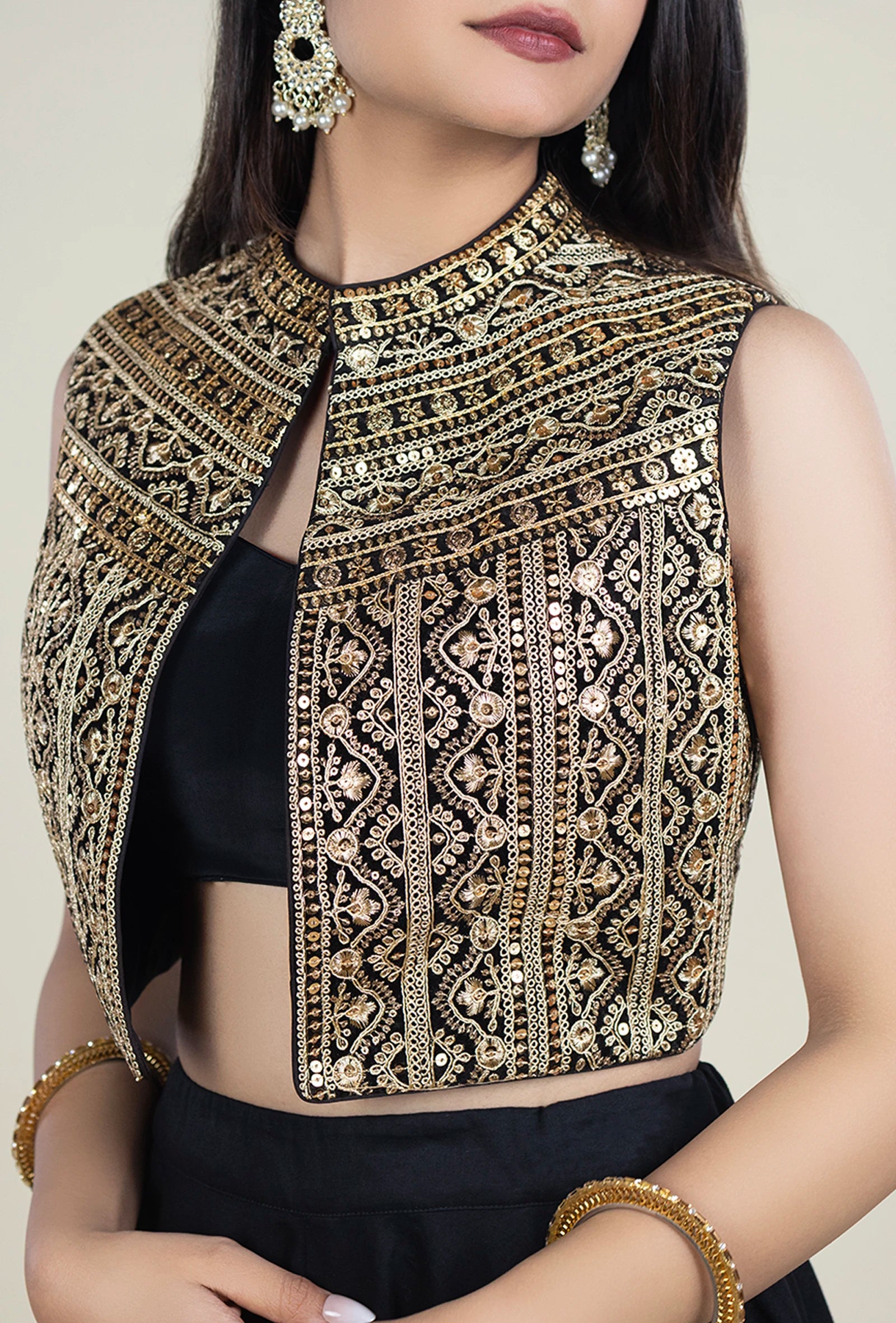 TJBL00028_4 Black Jacket Blouse