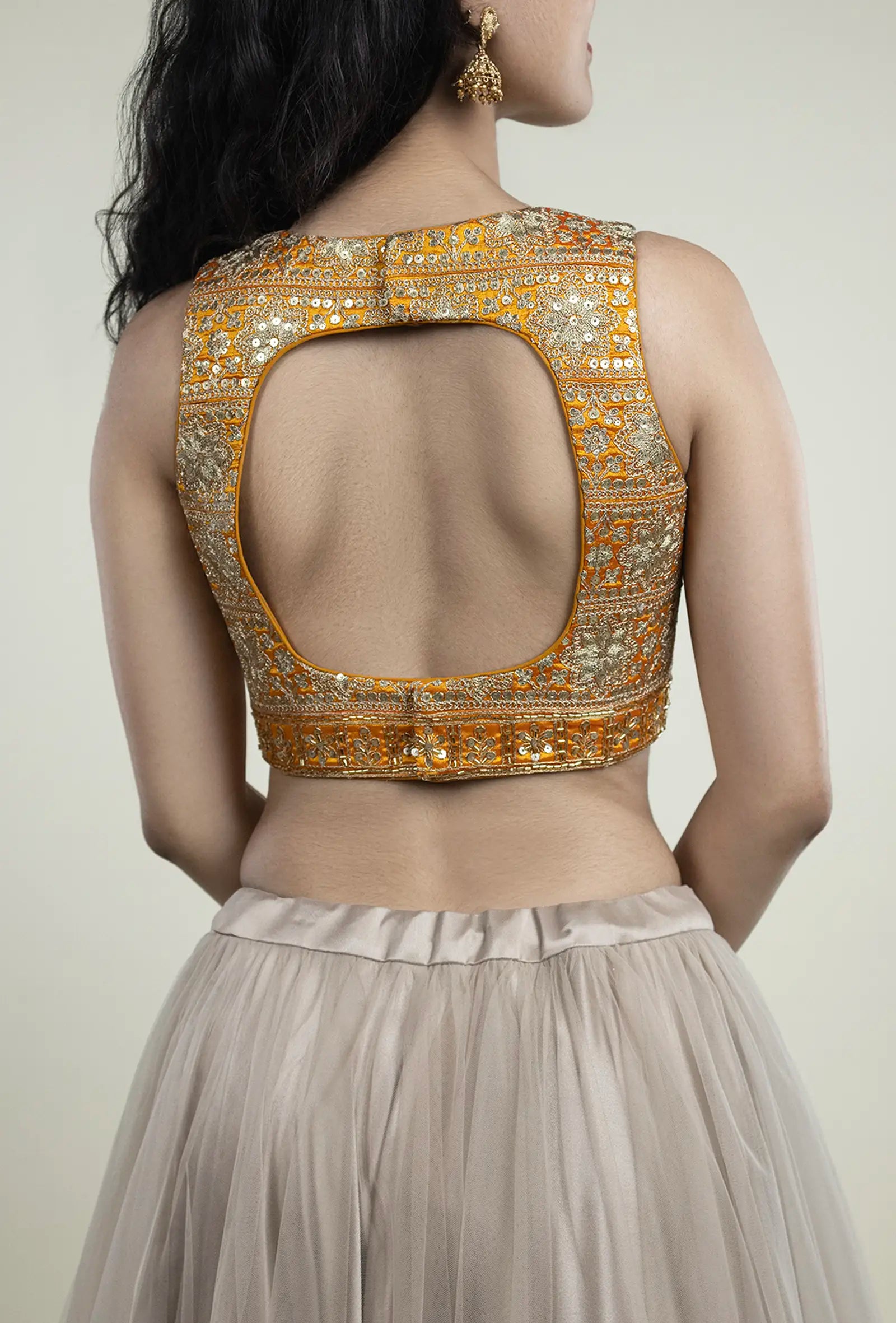 TJBL00032_4 Mustard Yellow Designer Blouse