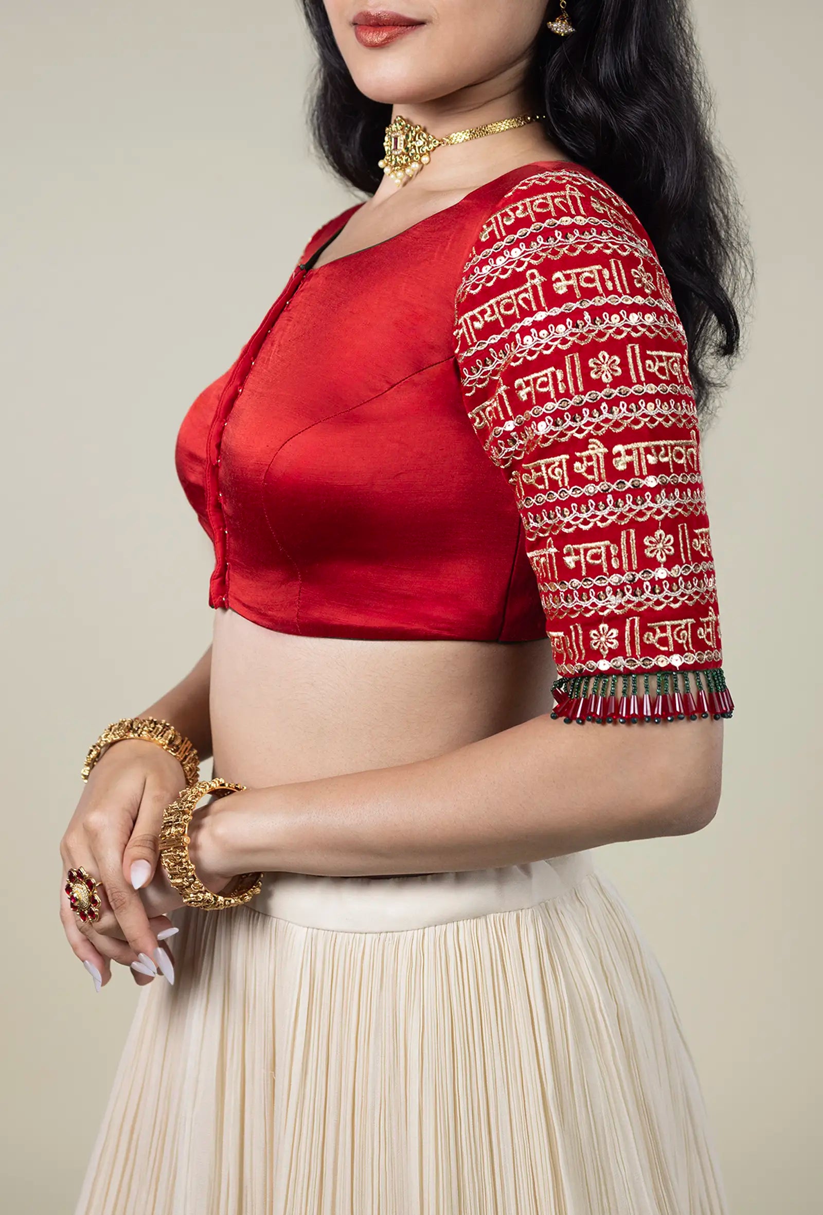 Red Bridal Blouse in Modal Silk