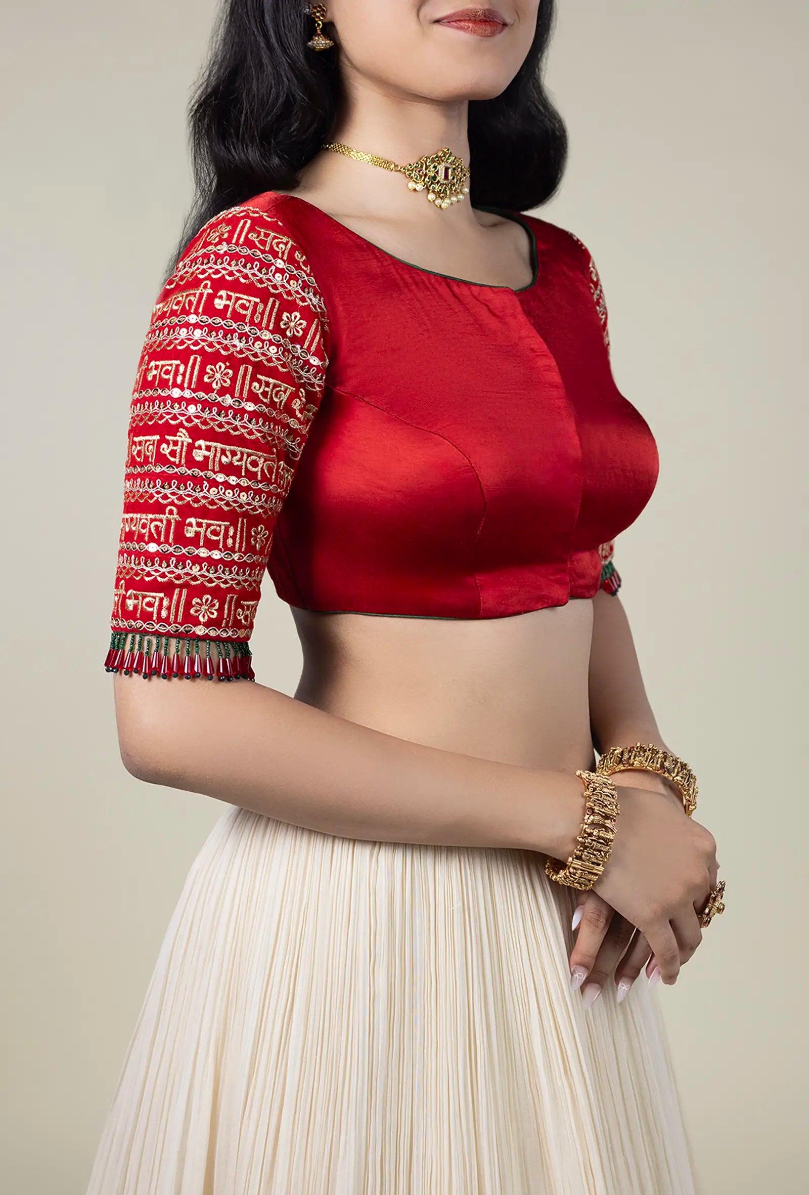 Red Bridal Blouse in Modal Silk
