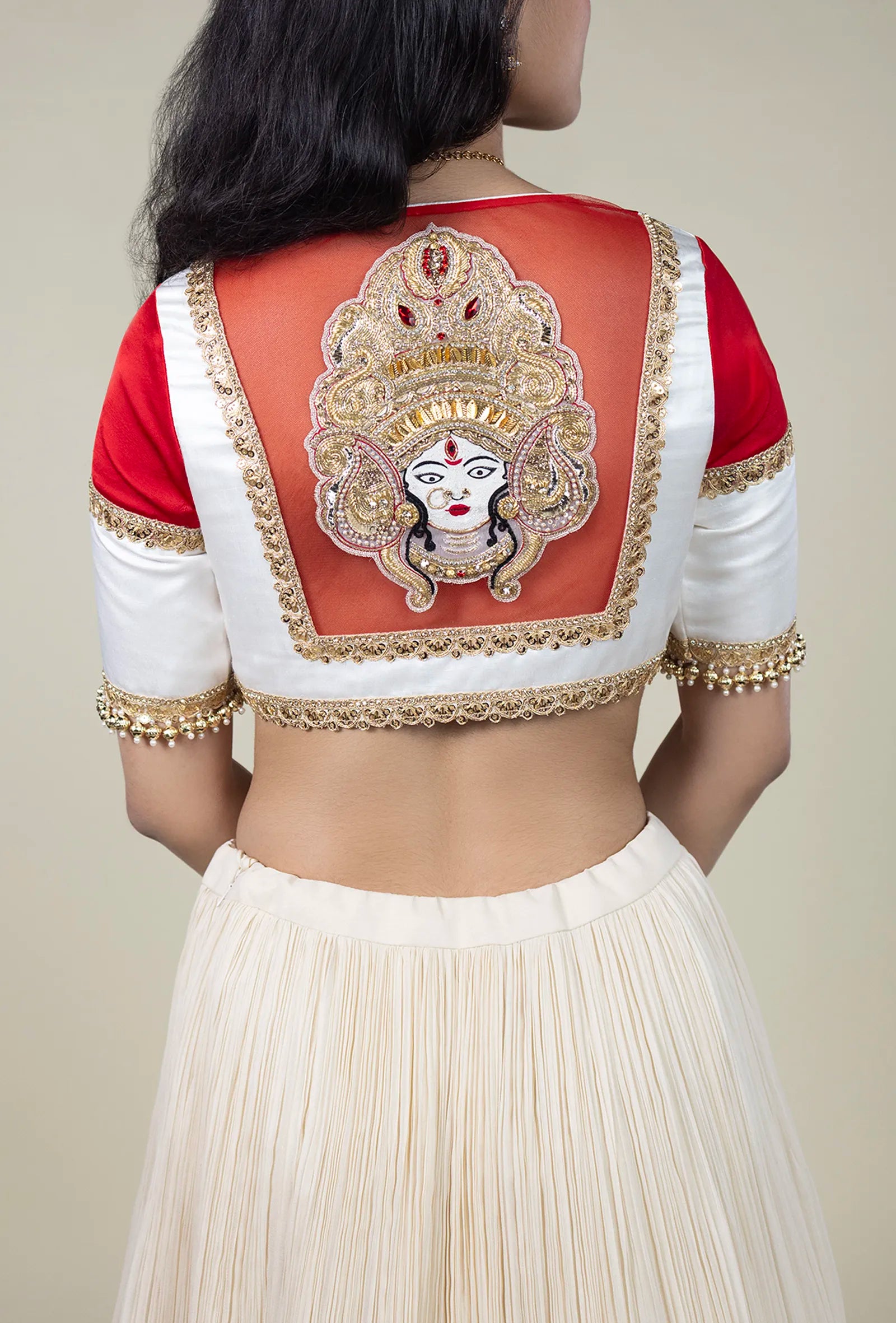 TJBL00058_5 Red-White Blouse