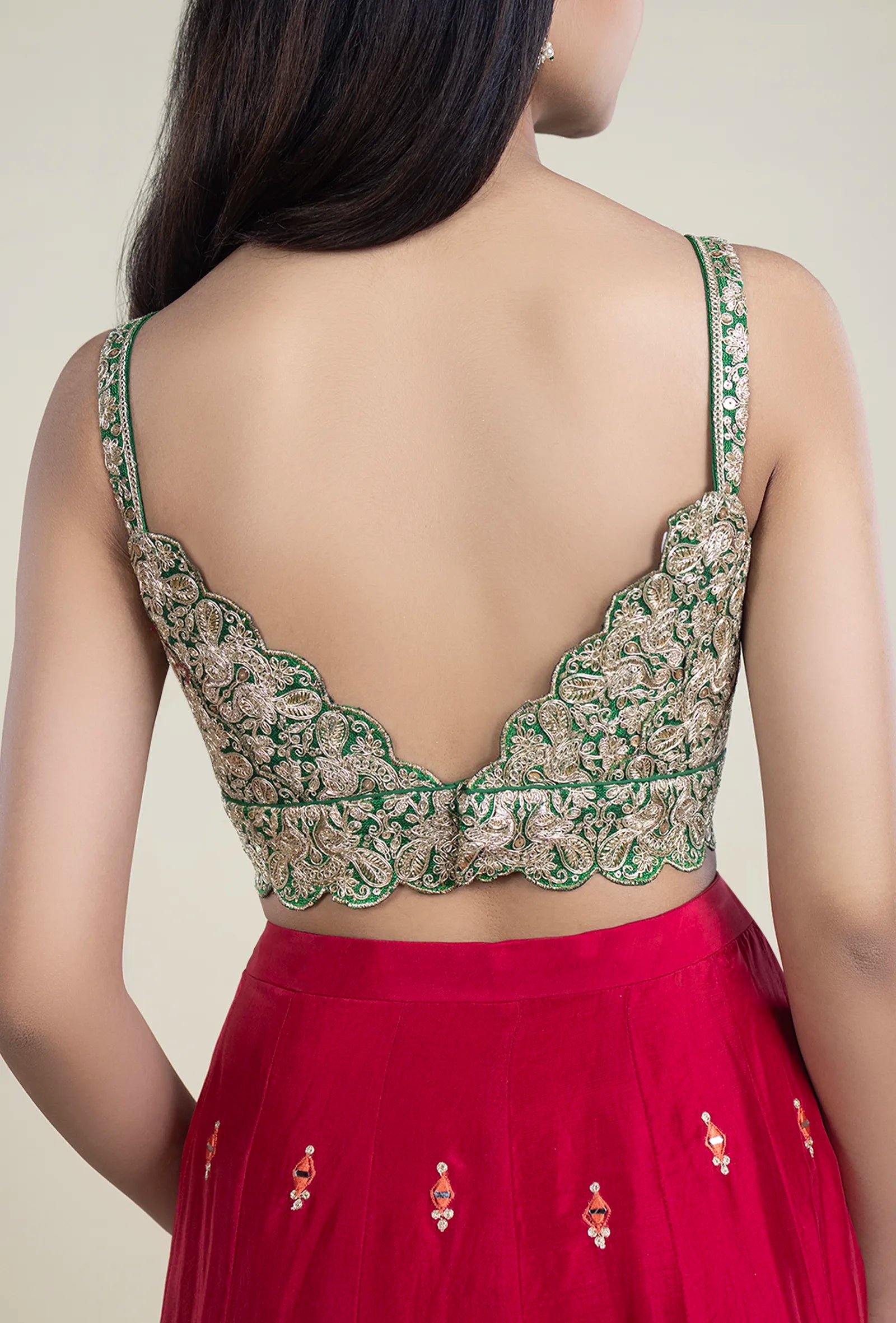 TJBL00059_5 Green-Embroidery Blouse