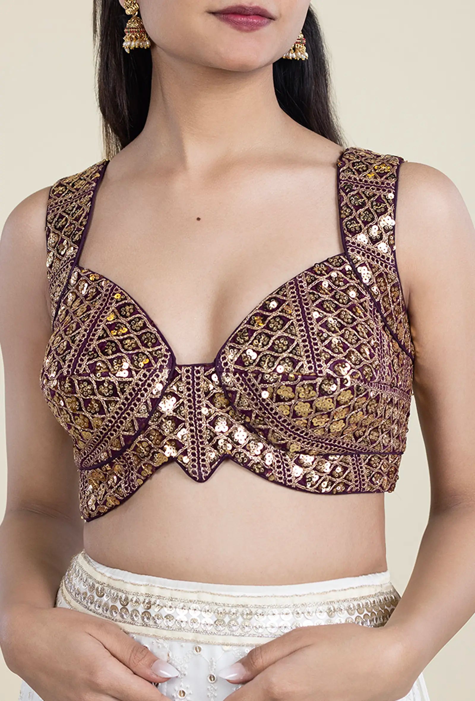 TJBL0008_1 Purple-Gold Blouse