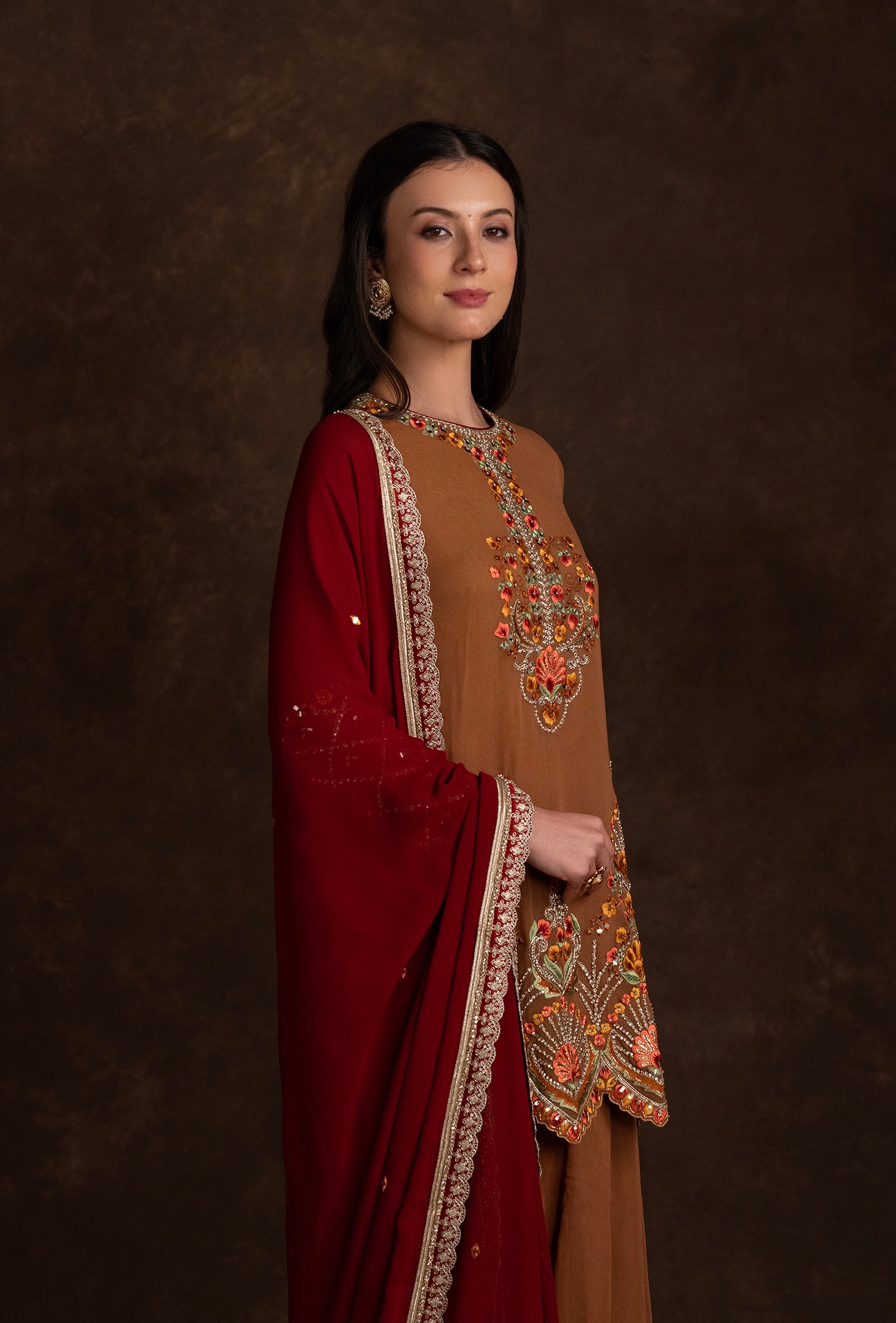 TJPC0065_3 Maroon Suit Set