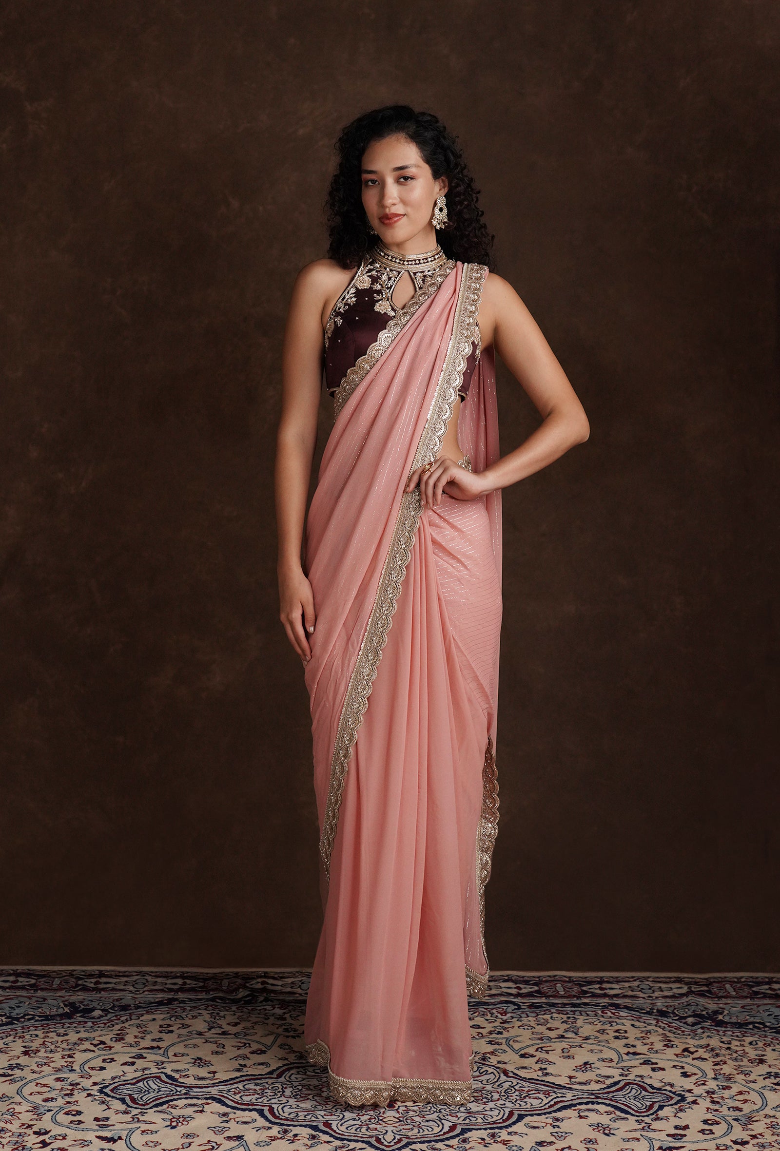 TJS09_1 Peach Pink Designer Blouse