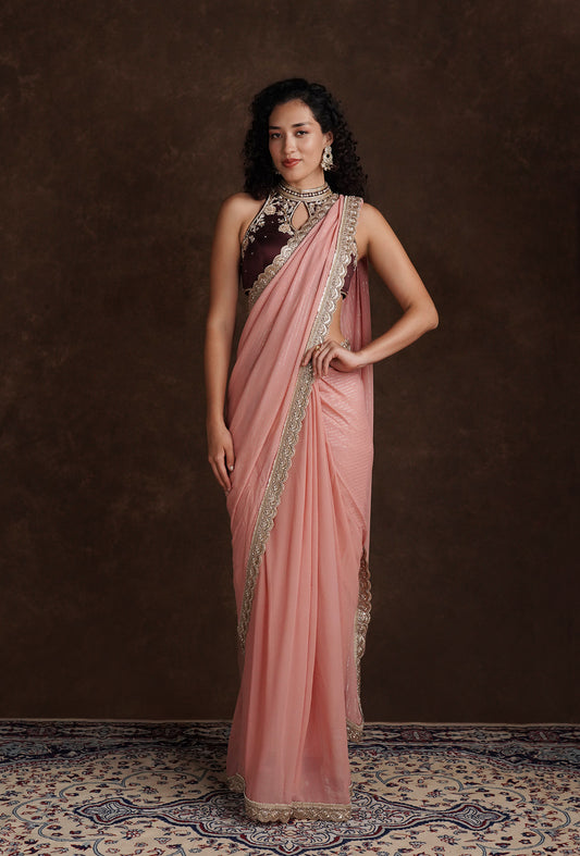 TJS09_1 Peach Pink Designer Blouse