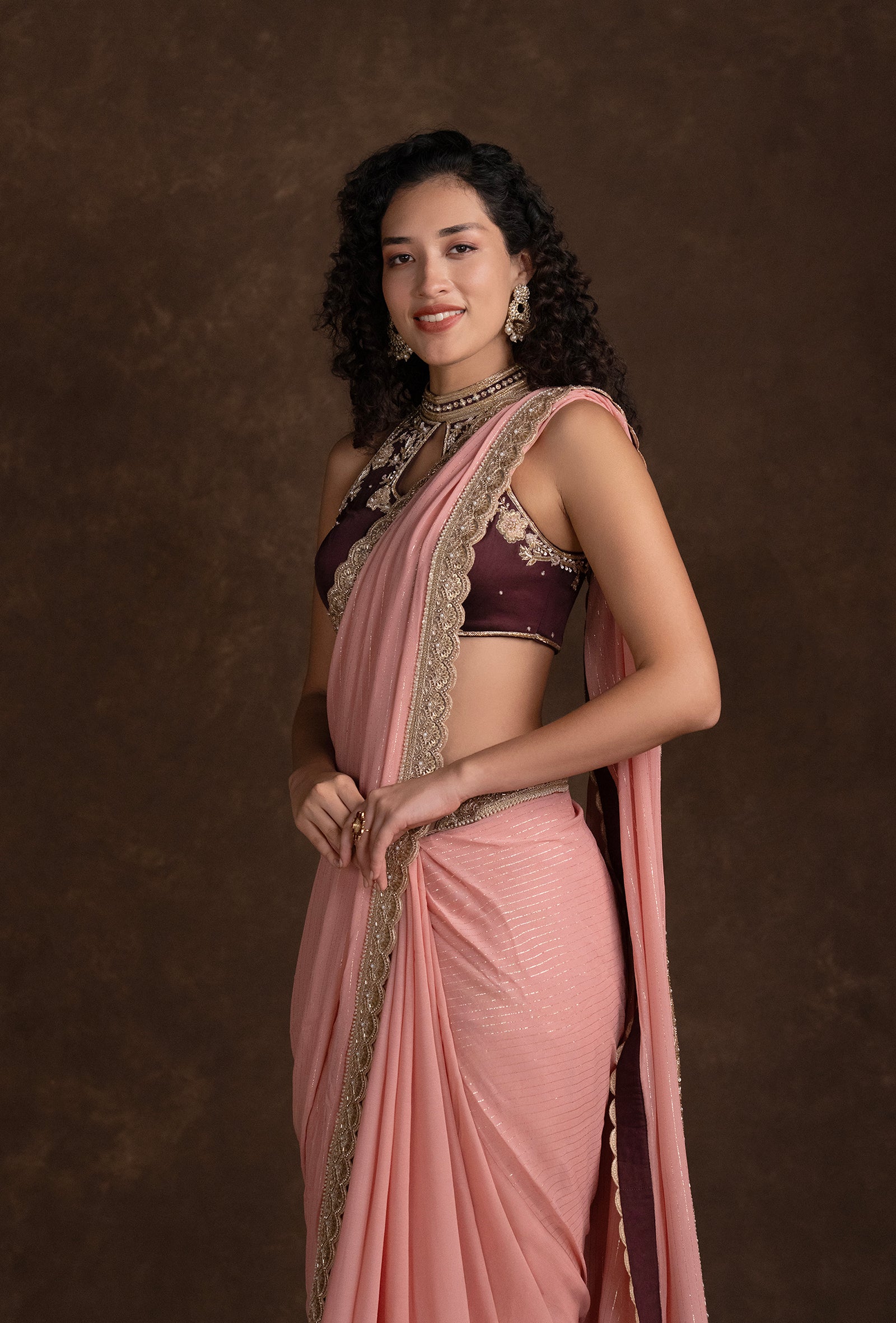 TJS09_2 Peach Pink Designer Blouse