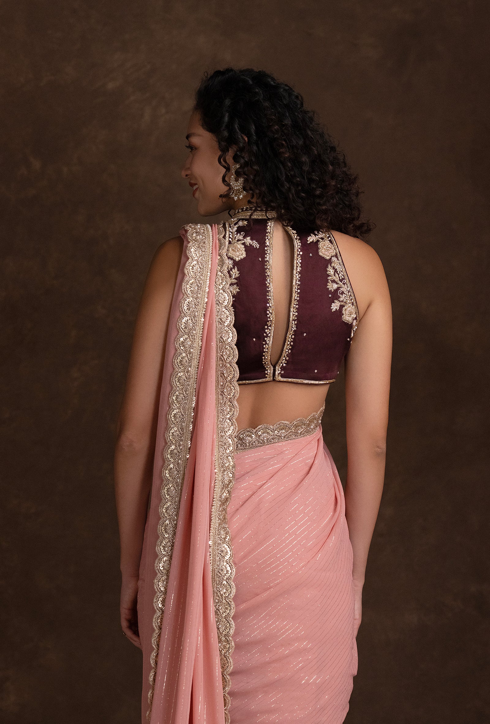 TJS09_4 Peach Pink Designer Blouse