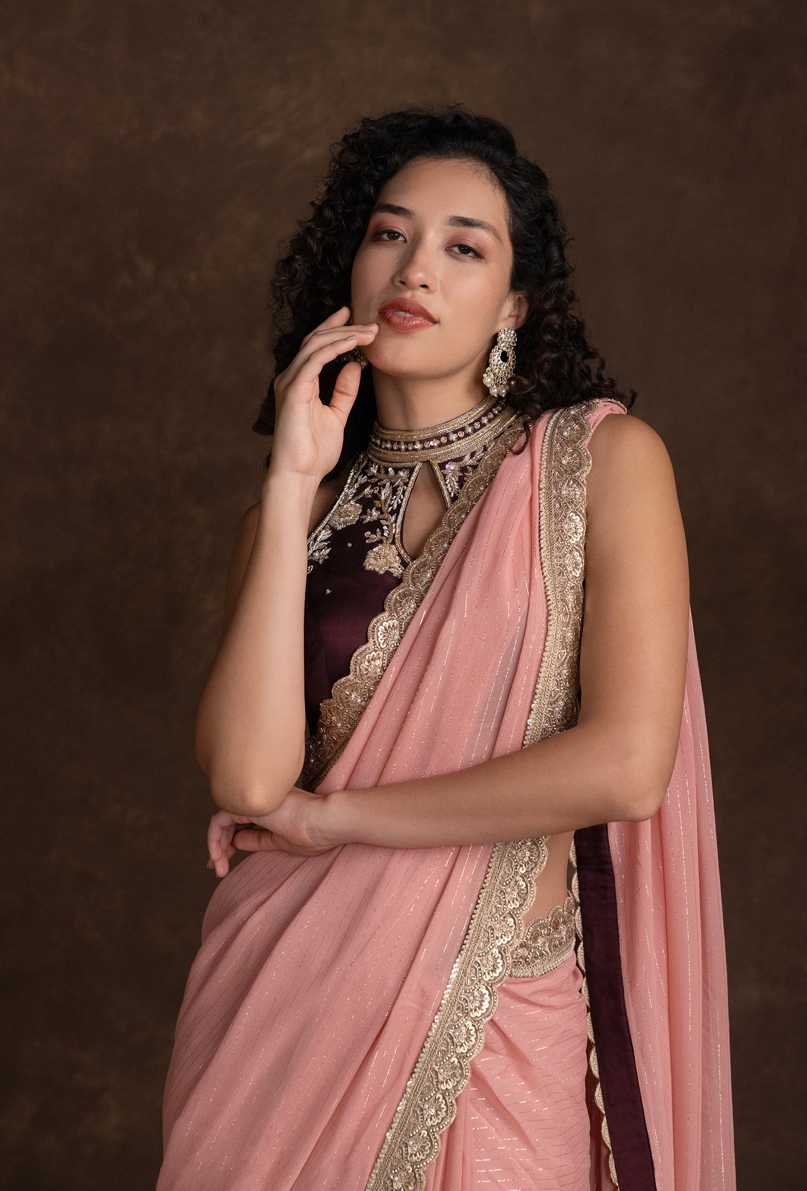 TJS09_5 Peach Pink Designer Blouse