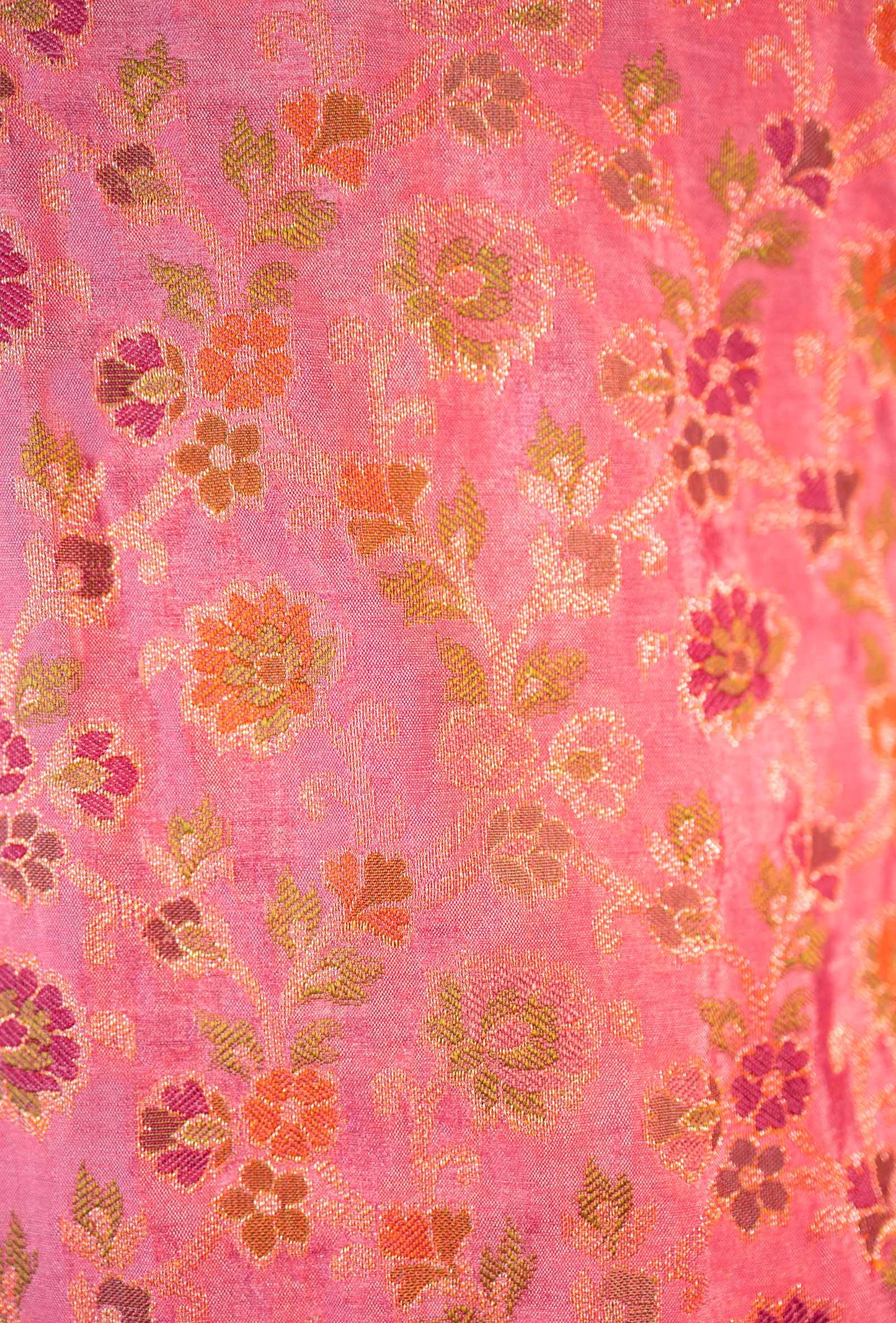 Coral Pink Chanderi Printed Ethnic Suit Set for Women