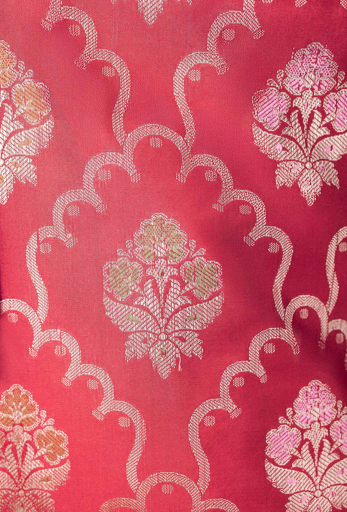 Red Banarasi Silk 3-Piece Suit – Kurta, Pant & Dupatta