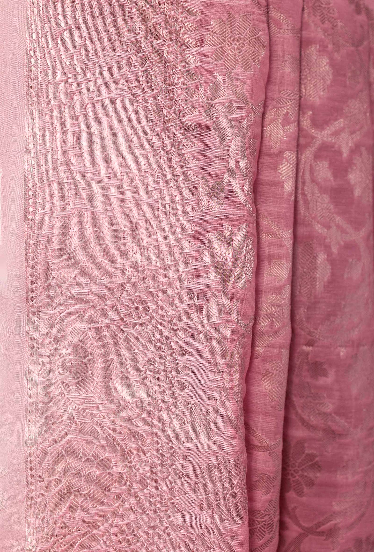 Pink Chanderi Cotton Suit Piece – Kurta, Pant & Dupatta