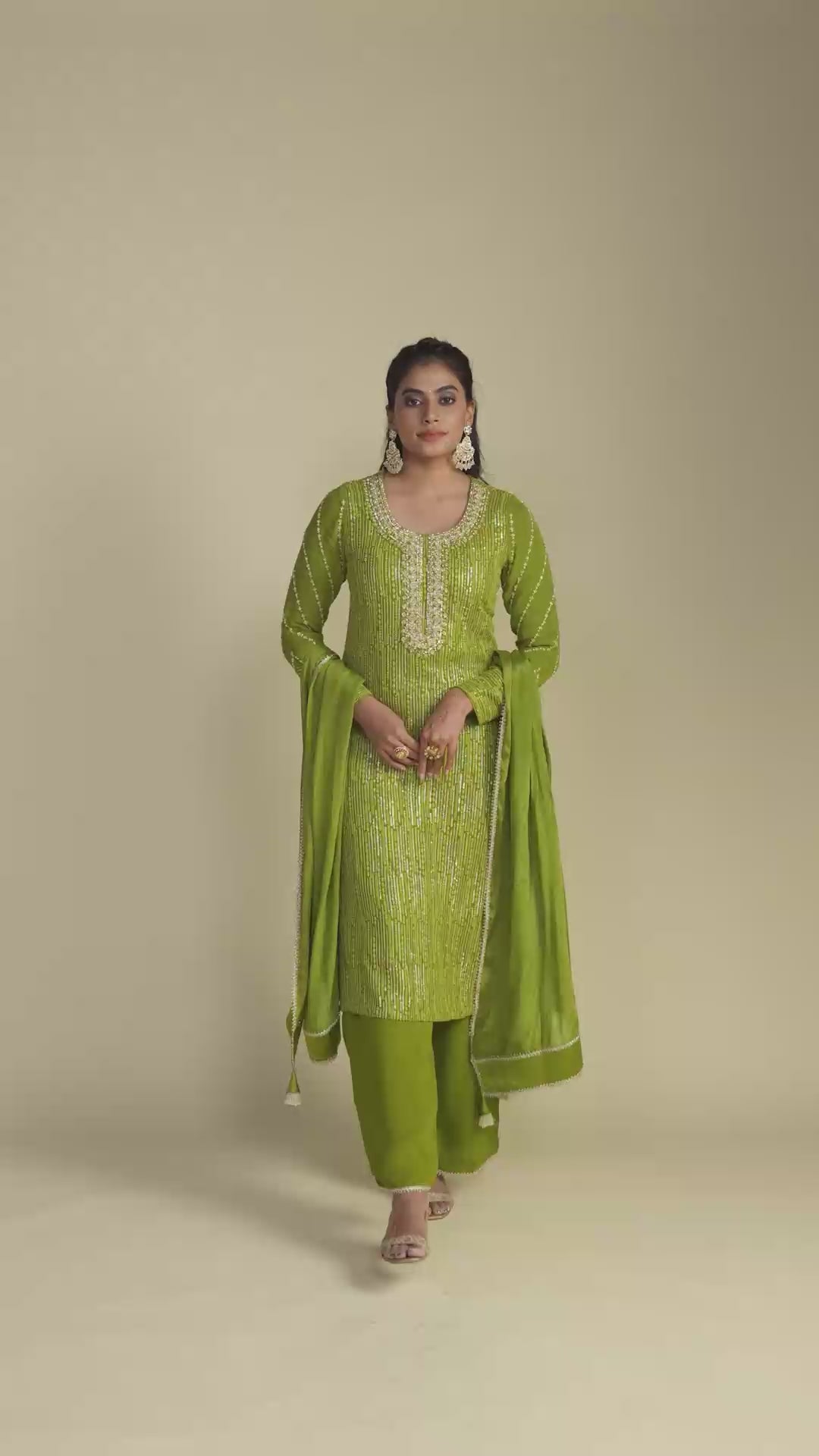 Pear Green Ethnic Kurta Set With Resham Work