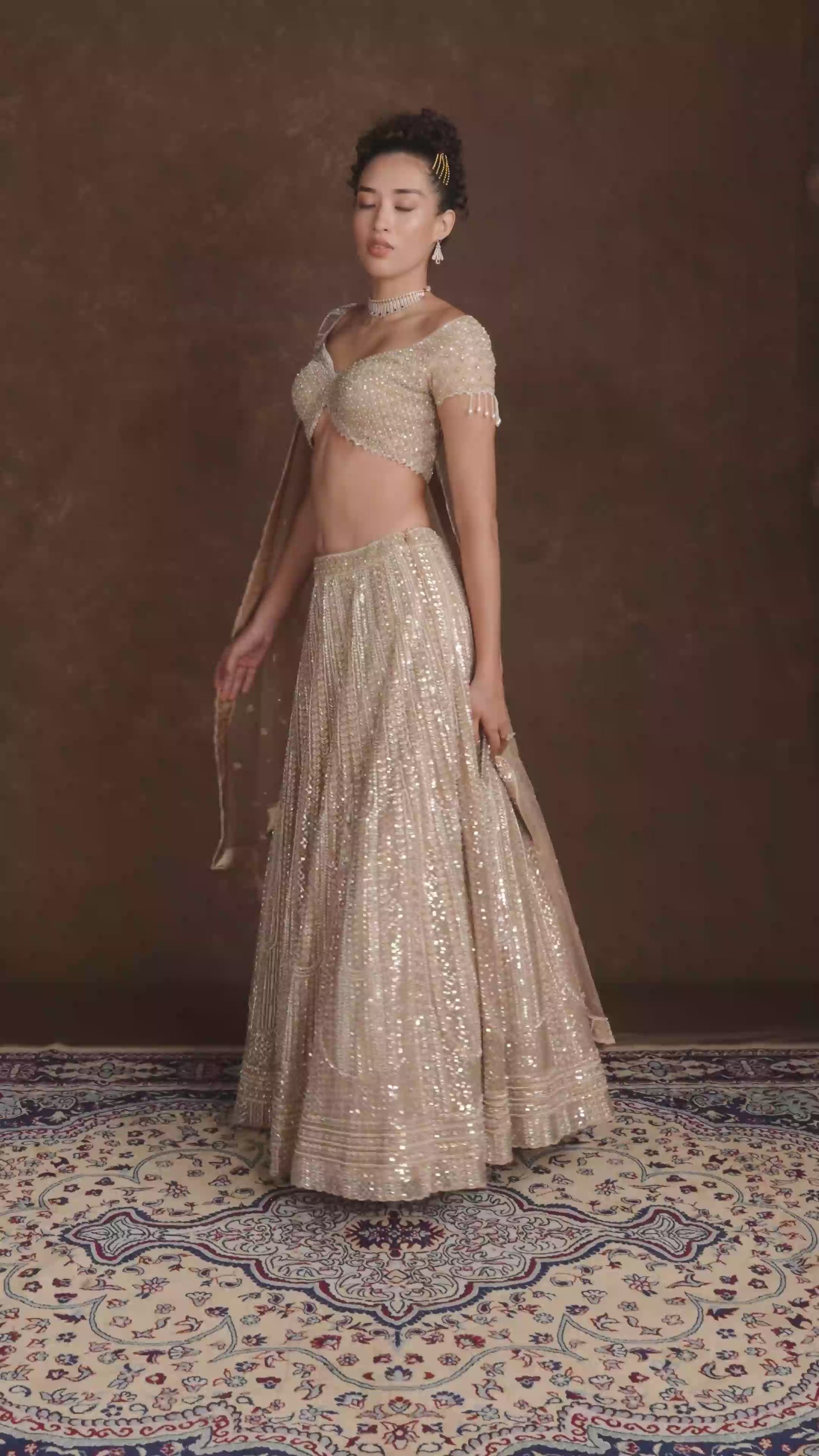 Ada Golden Hand Embroidered Bridal Lehenga Set