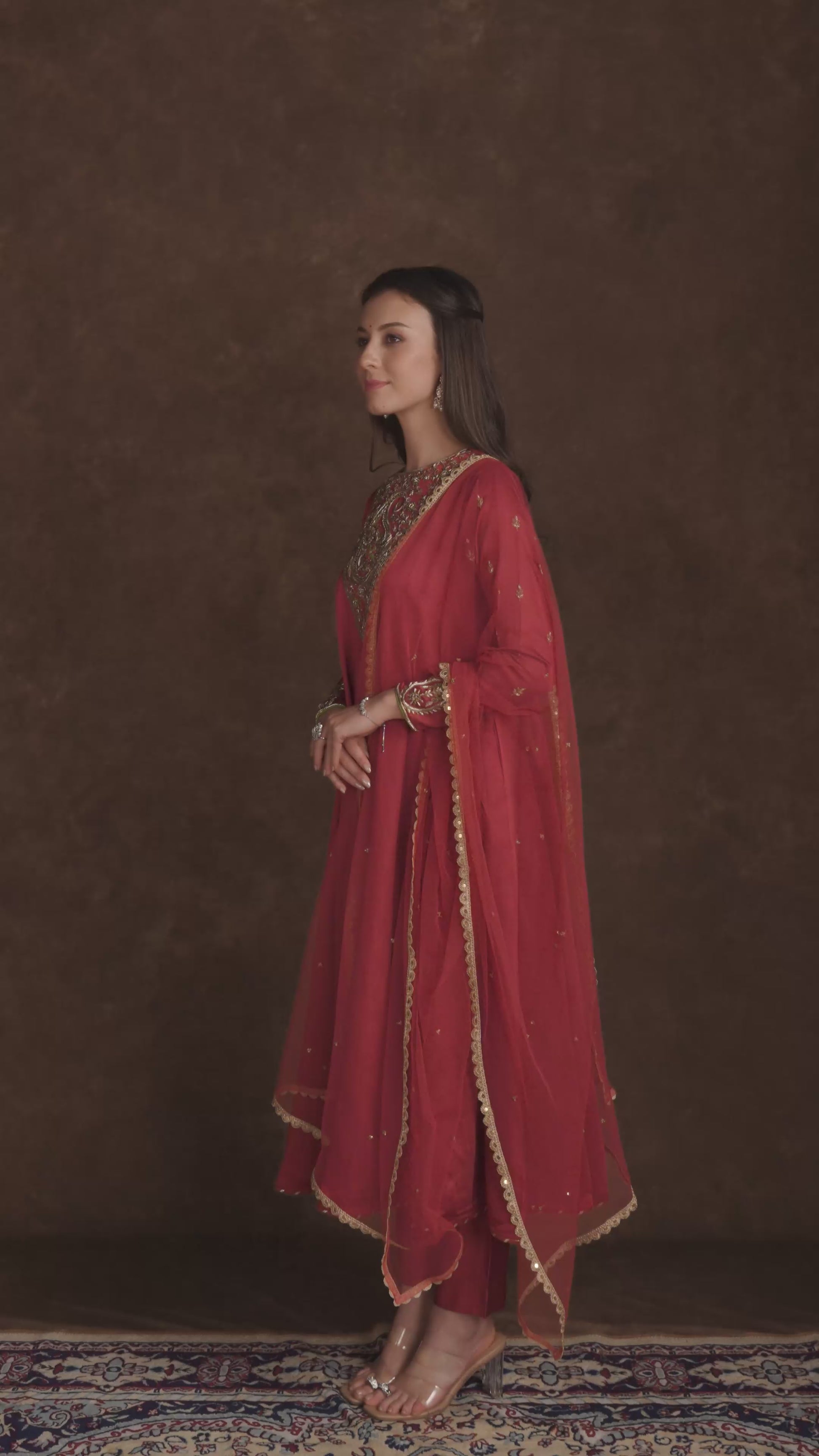 tjpc0055 Red Ethnic Suit Set