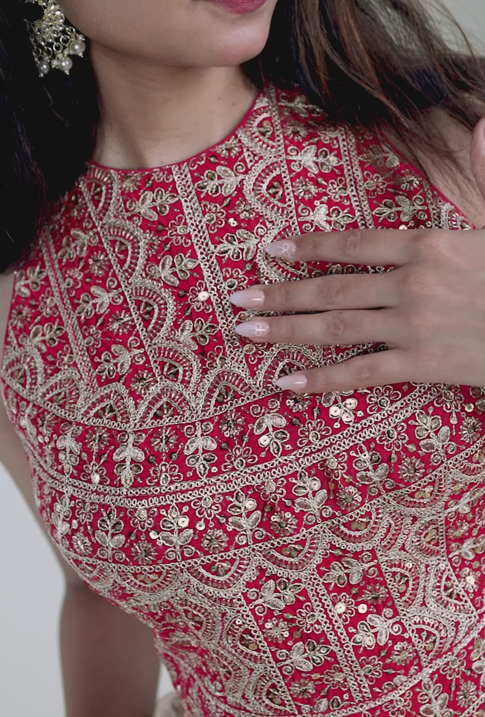 Heavy Jharoka Embellished High Neck Blouse