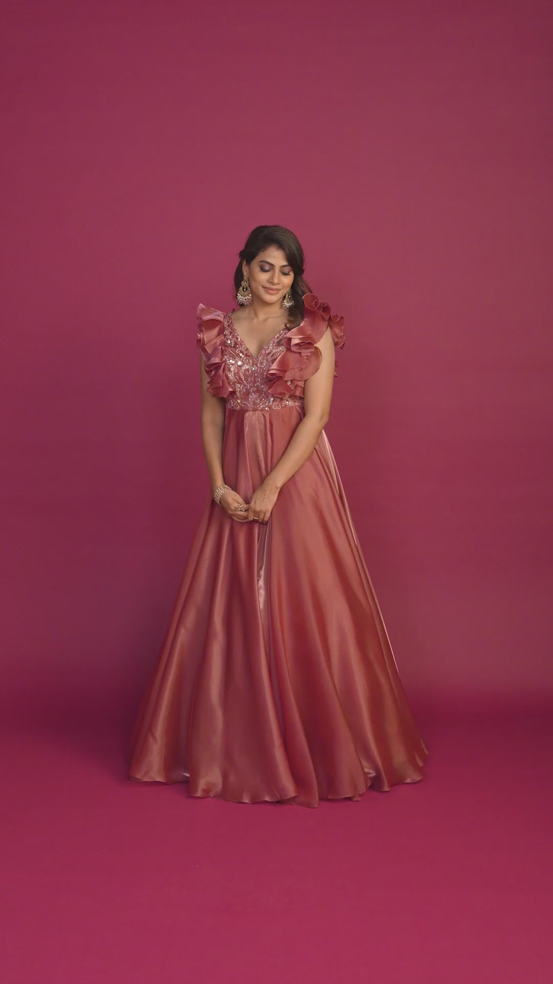 Ruby Dusty Red Glass Tissue Gown