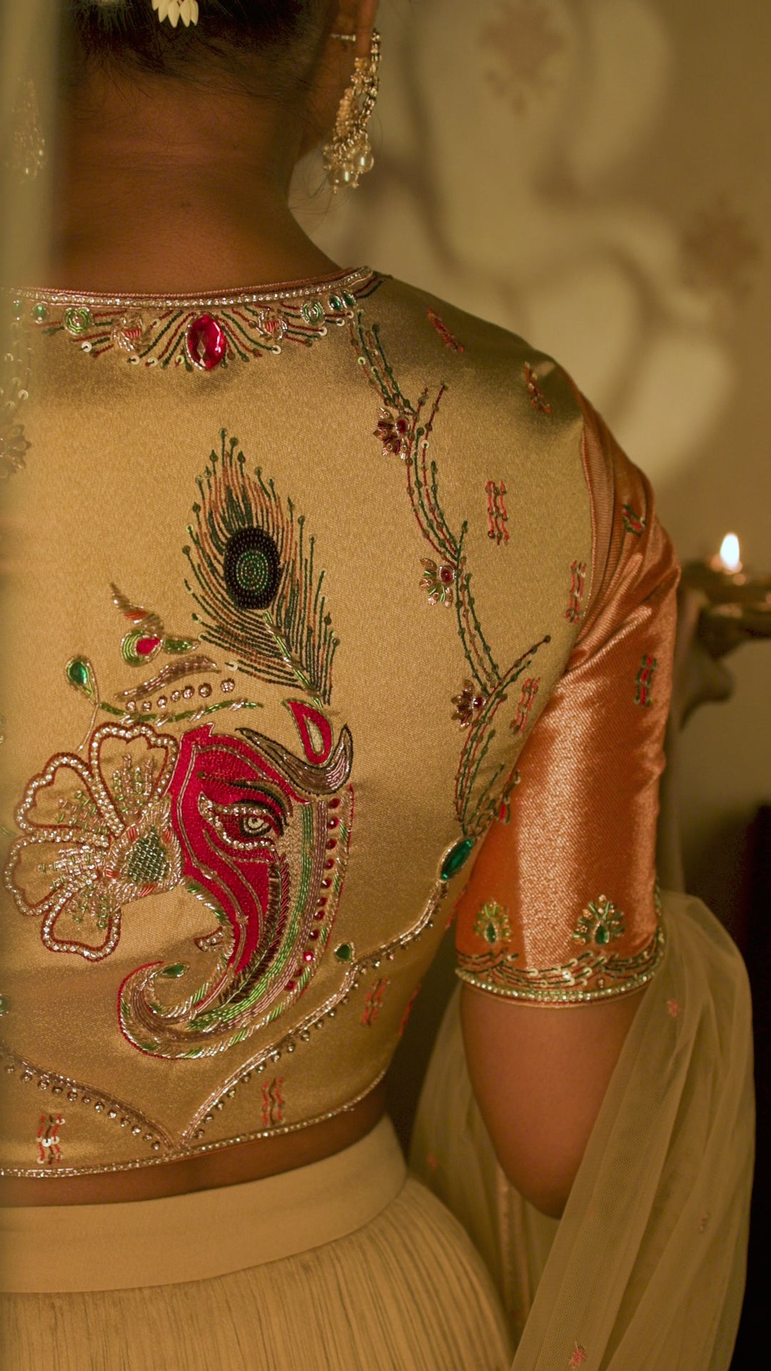 Gold-Orange Ganpati Blouse