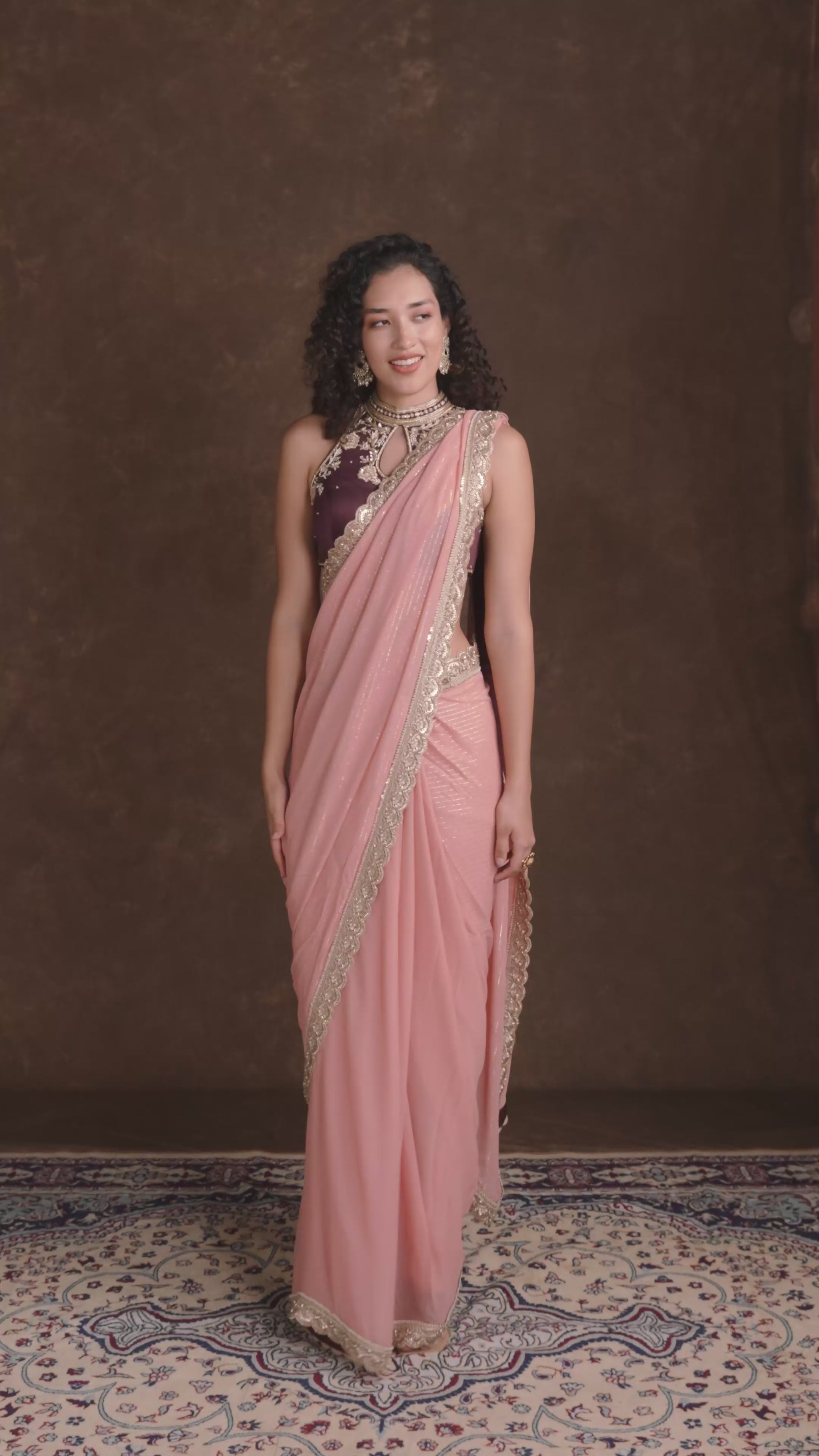 TJS09 Peach Pink Designer Blouse