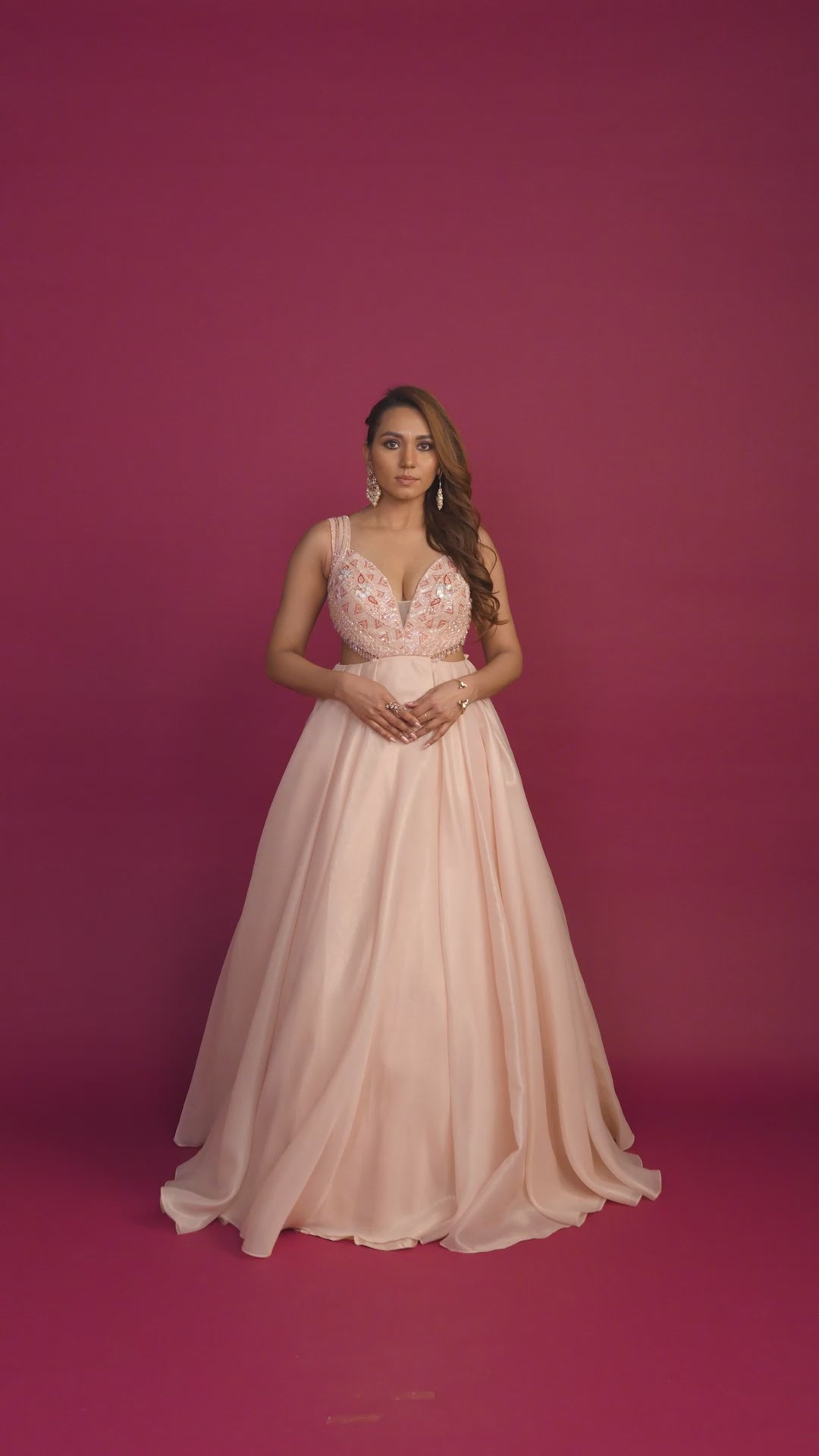 Esther Light Pink Shimmer Organza Gown