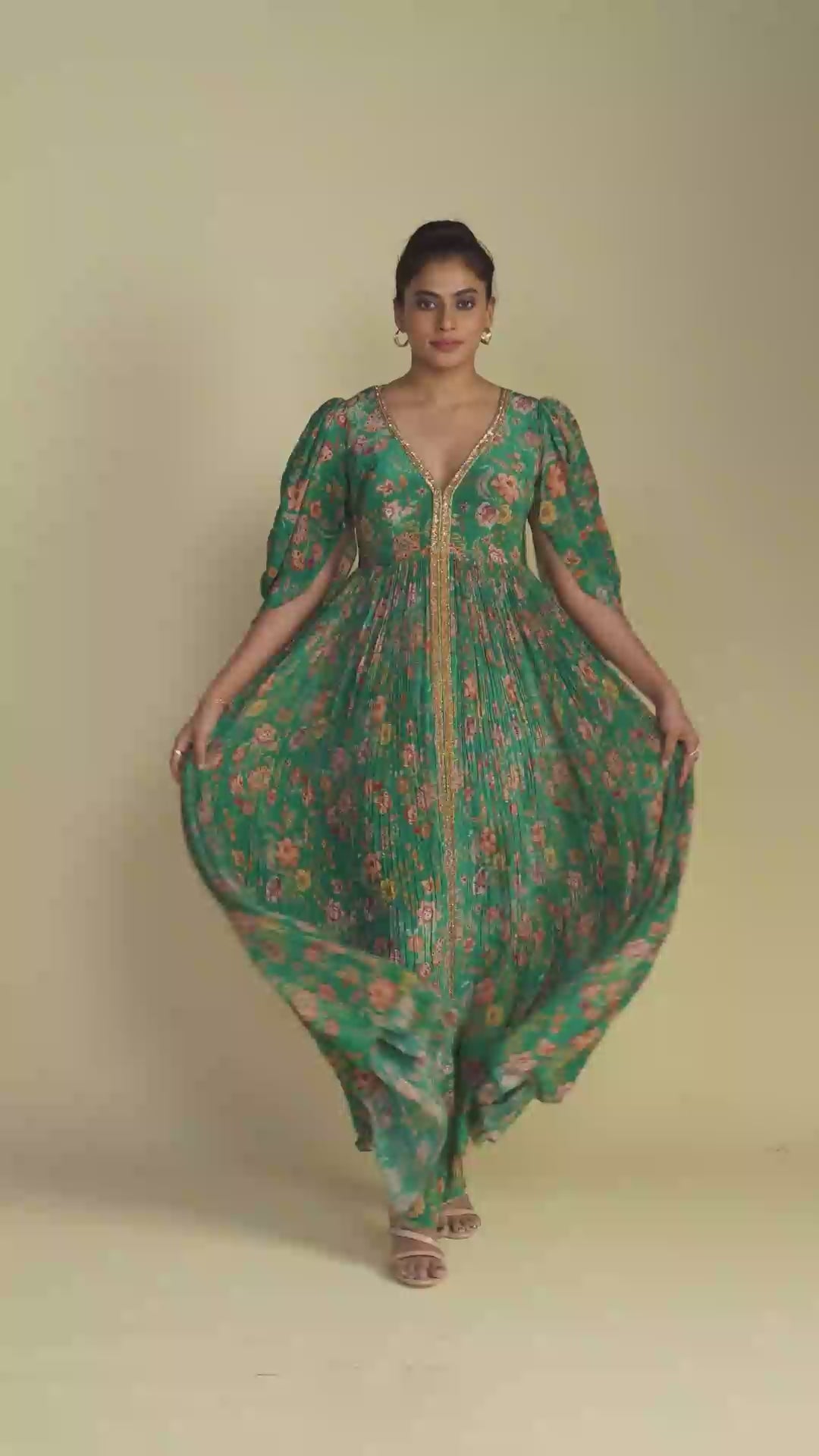 Marine Green Front Slit Jacket Kurta Set