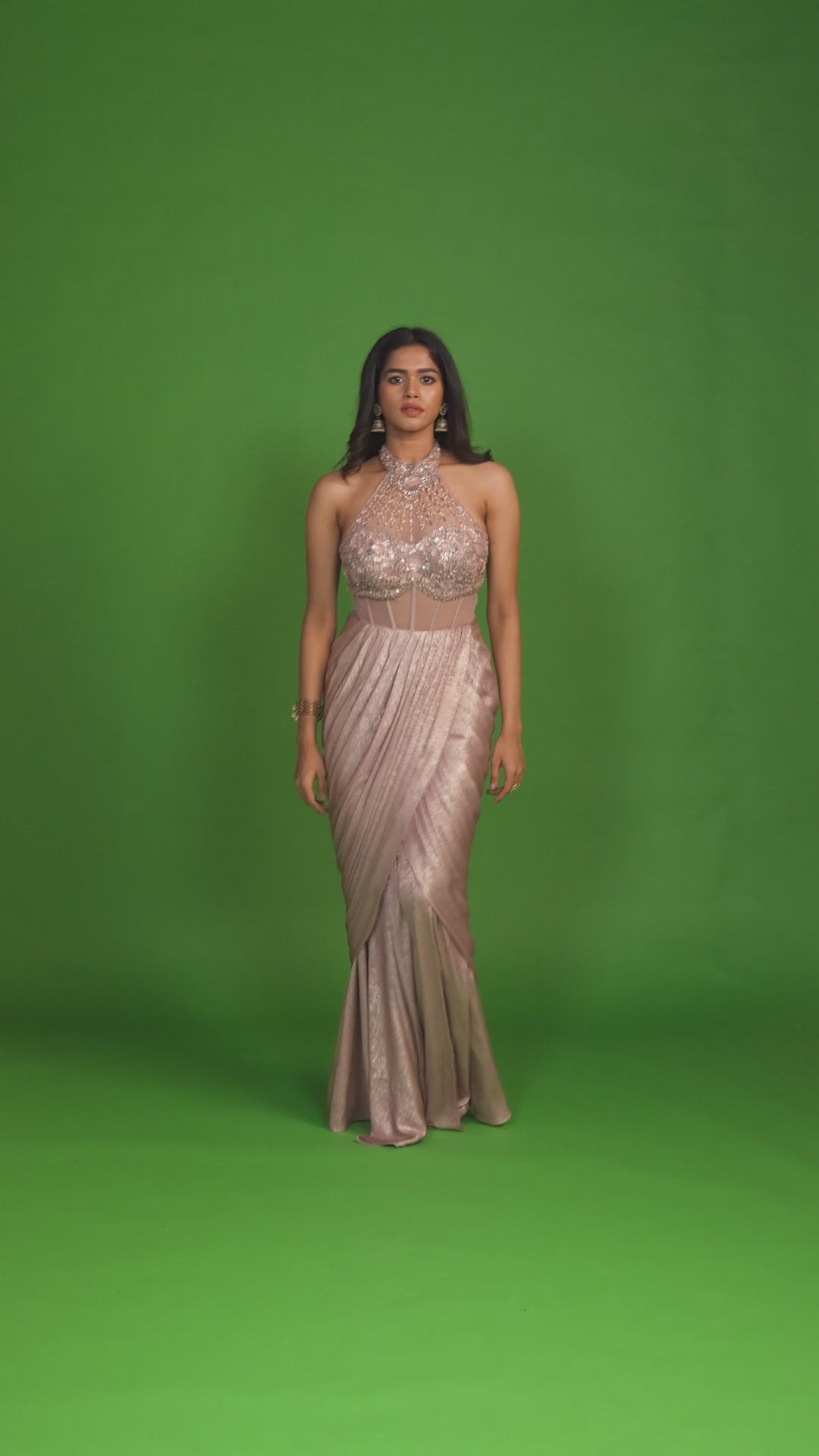 Sabrina Pale Mauve Corset Style Fishtail Gown