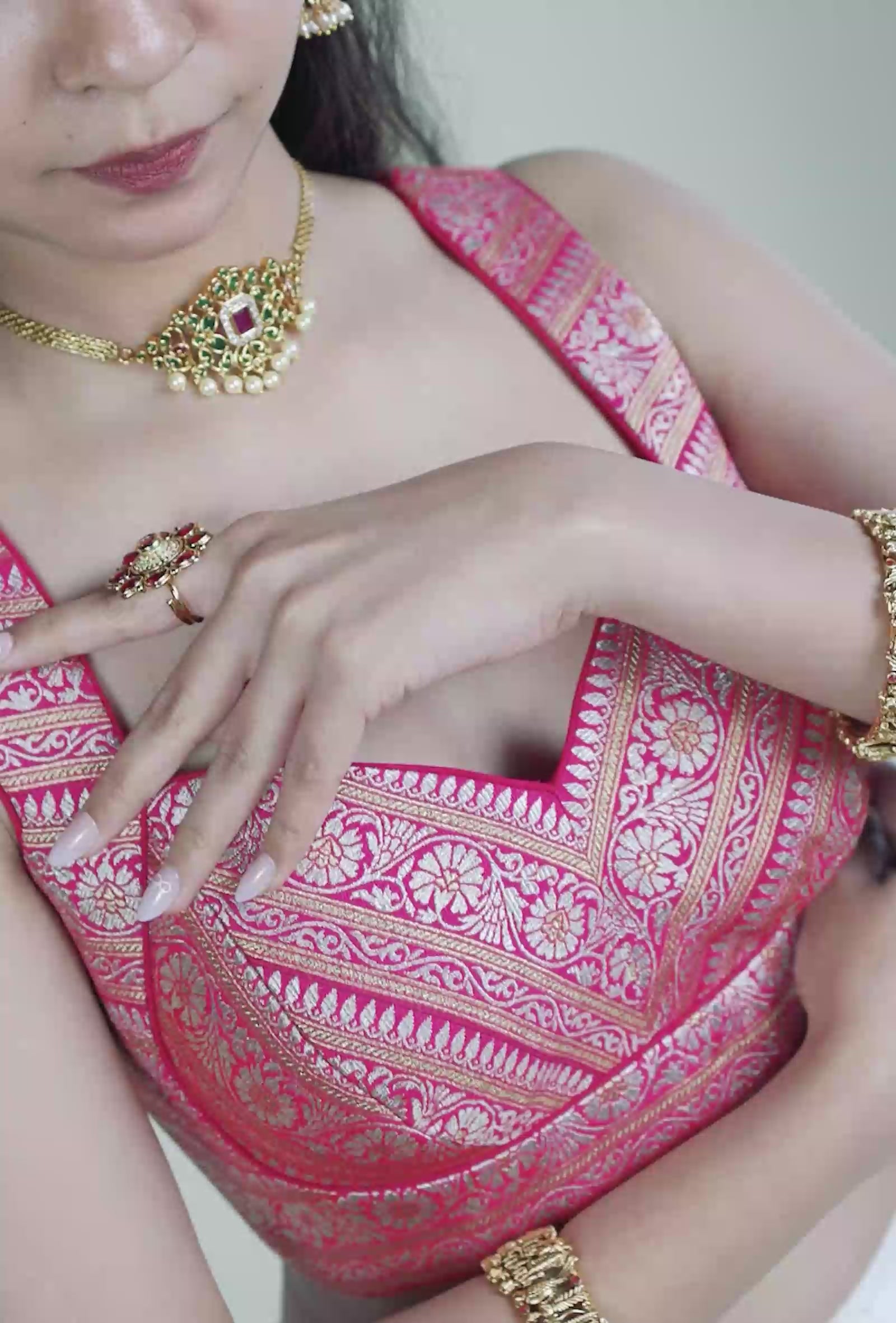 Banarasi Zari Work Hot Pink Blouse
