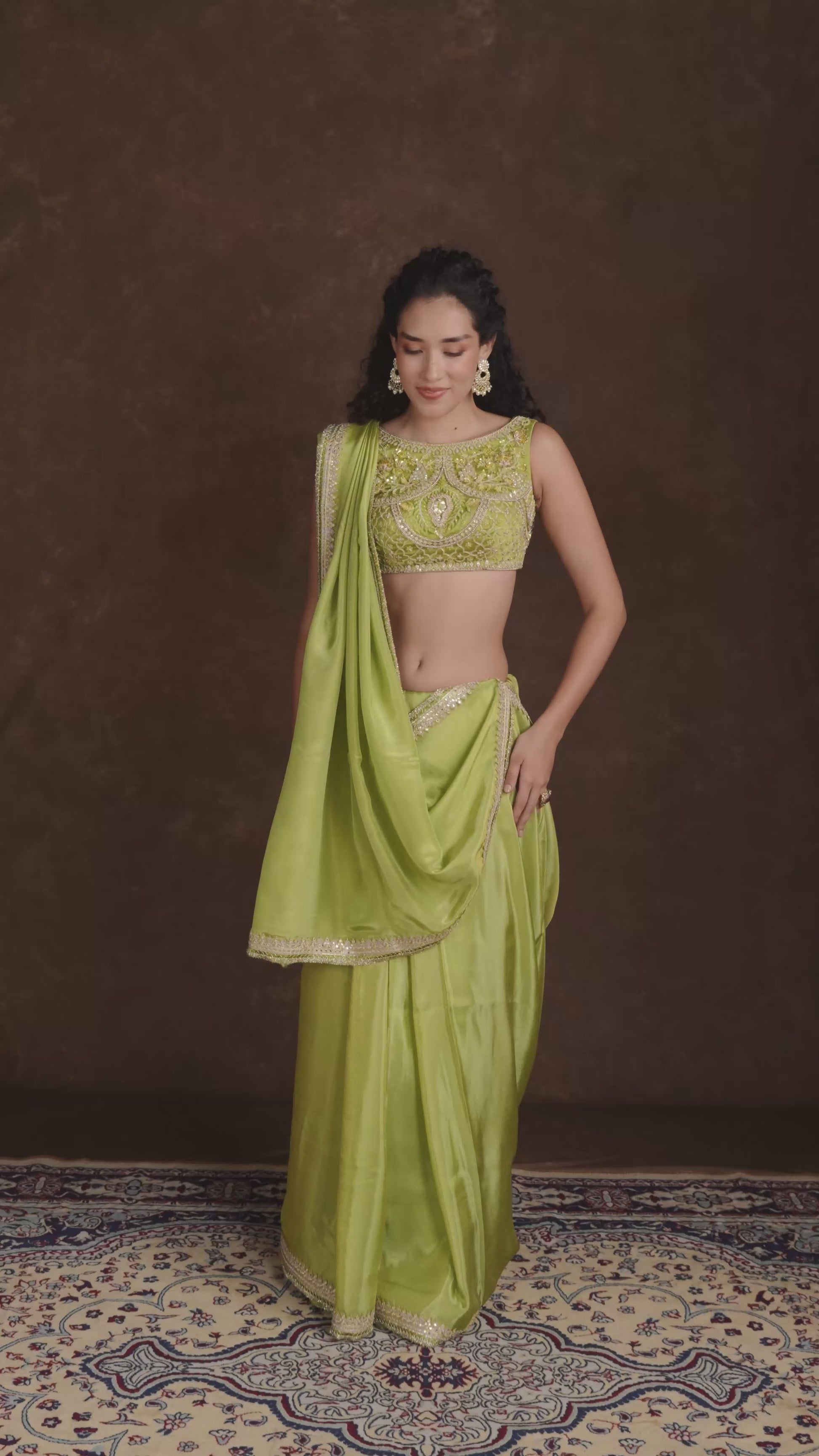 tjs08 Green Designer Blouses Video