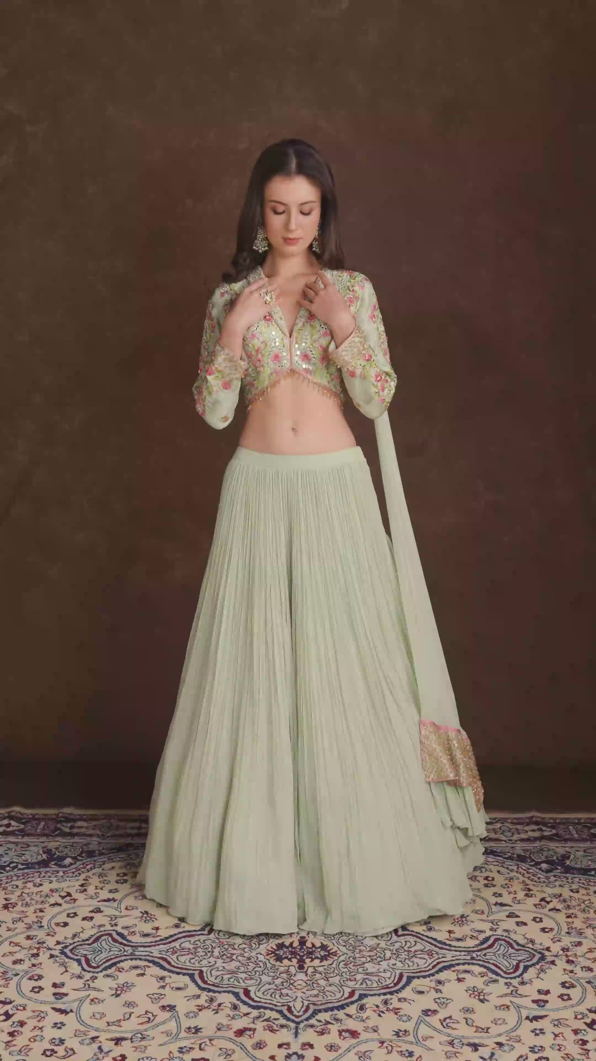 Elira Light Sea Green Jacket Lehenga Set